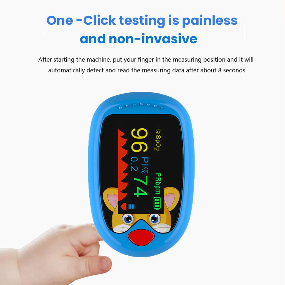 Pulse Oximeter Finger Oximeter for Children with TFT Display - Portable Finger Clip SpO2 Monitor for Measuring Blood Oxygen & Heart Rate | Fast Results in 3-5 Seconds (Blue) blue - Image 2