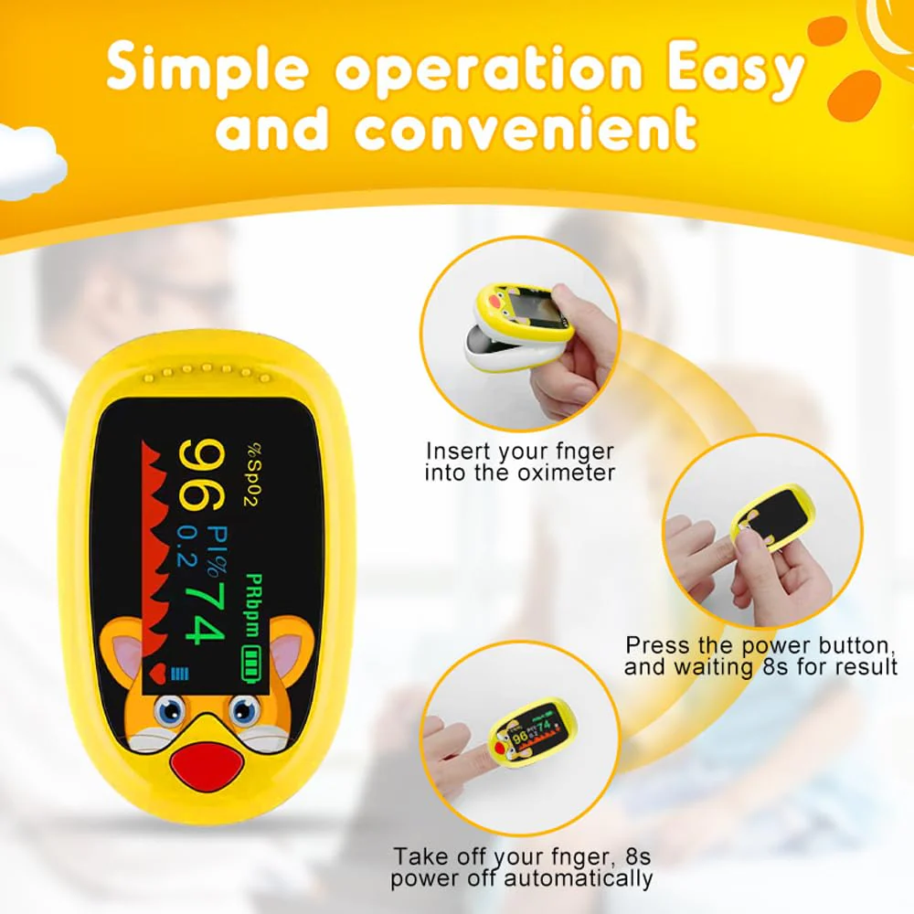 Pulse Oximeter Finger Oximeter for Children with TFT Display - Portable Finger Clip SpO2 Monitor for Measuring Blood Oxygen & Heart Rate | Fast Results in 3-5 Seconds (Blue) blue - Image 6