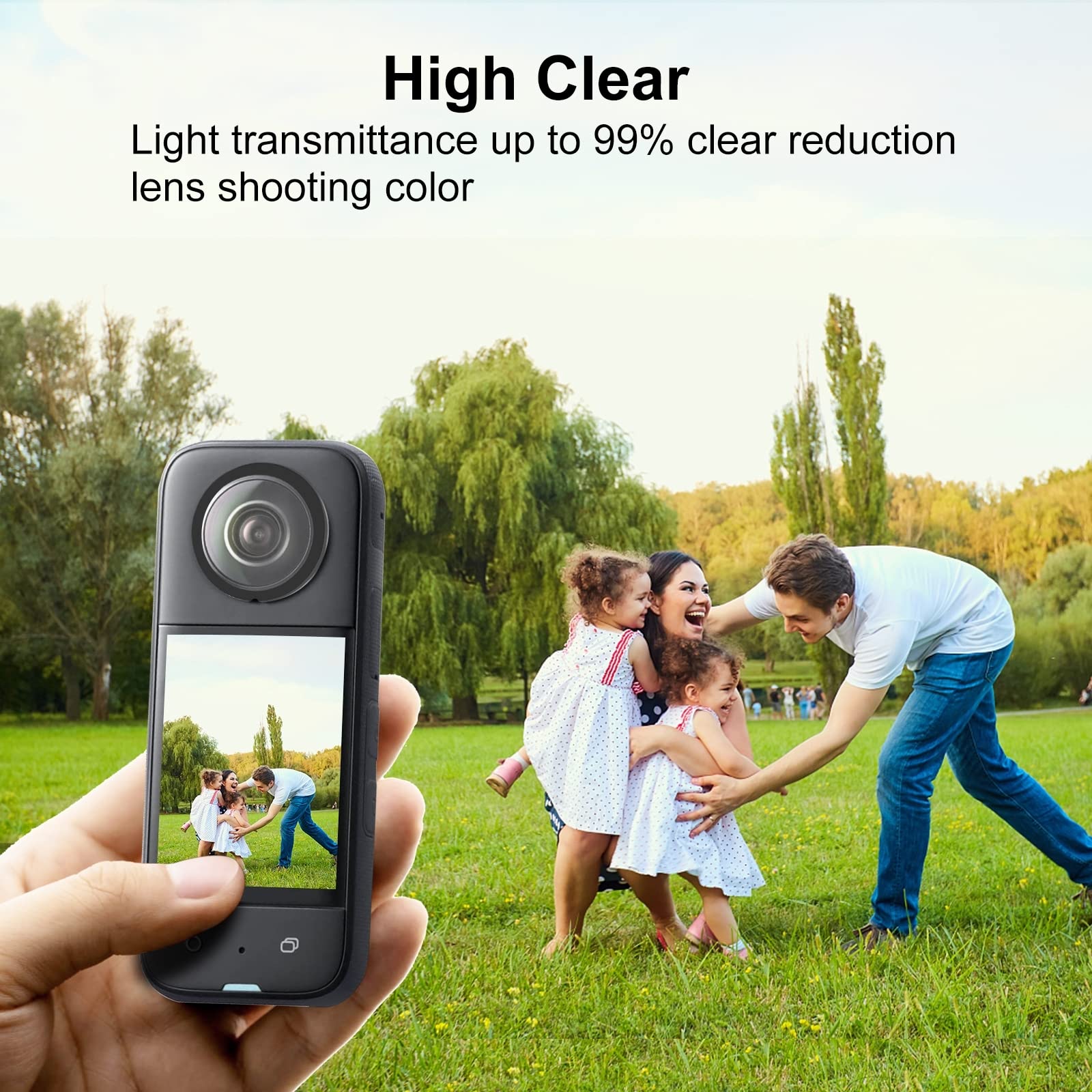 PULUZ Compatible for Insta360 X3 Sticky Lens Guards PC Protective Cover Cap for Insta 360 X3 Waterproof 360 Action Camera Accessories Insta360 X3 PC - Image 3