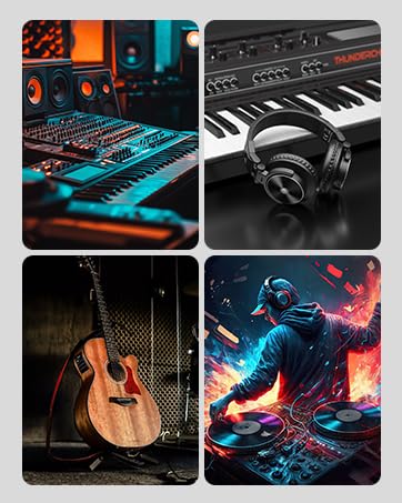 PUPGSIS Wired Over Ear Headphones: Studio Monitor Headphones - Professional 40kHz Hi-Res DJ Stereo Headphones - 1/4 to 3.5mm Audio Jack for Recording/Mixing/Podcast/Guitar/Piano Black - Image 9