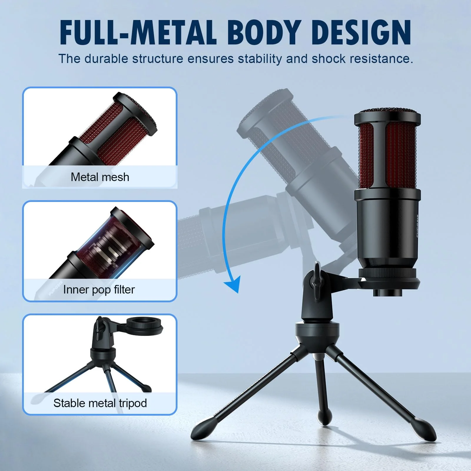 PUPGSIS XLR Dynamic Microphone, PC Computer Gaming Streaming Microphone for Podcast Recording, Vocal Capture, Content Creation, Cardioid Studio Mic for Audio Interface, Mixer, Sound Board - Image 5