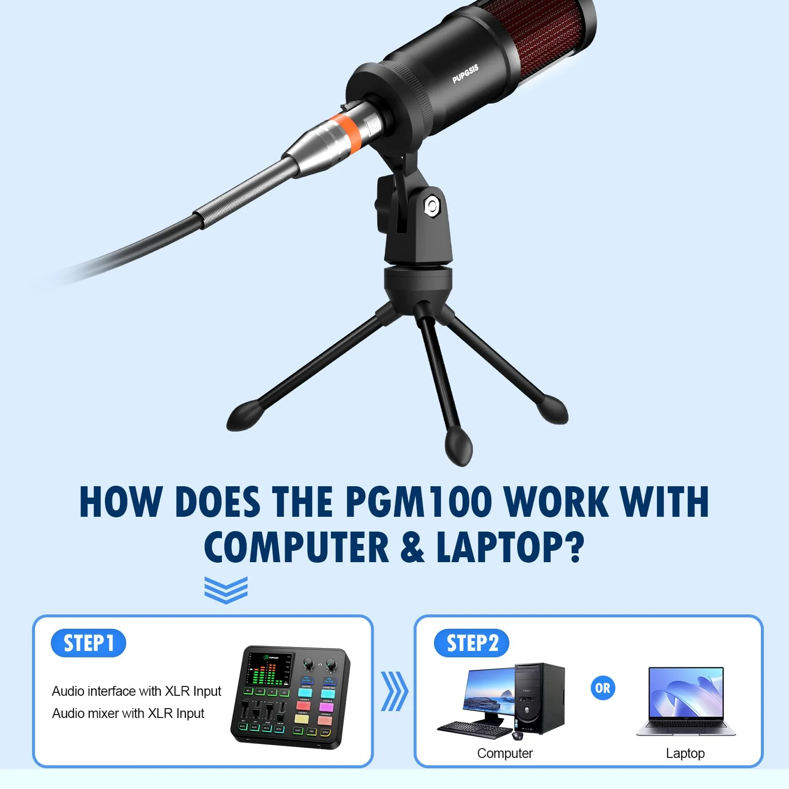 PUPGSIS XLR Dynamic Microphone, PC Computer Gaming Streaming Microphone for Podcast Recording, Vocal Capture, Content Creation, Cardioid Studio Mic for Audio Interface, Mixer, Sound Board - Image 7