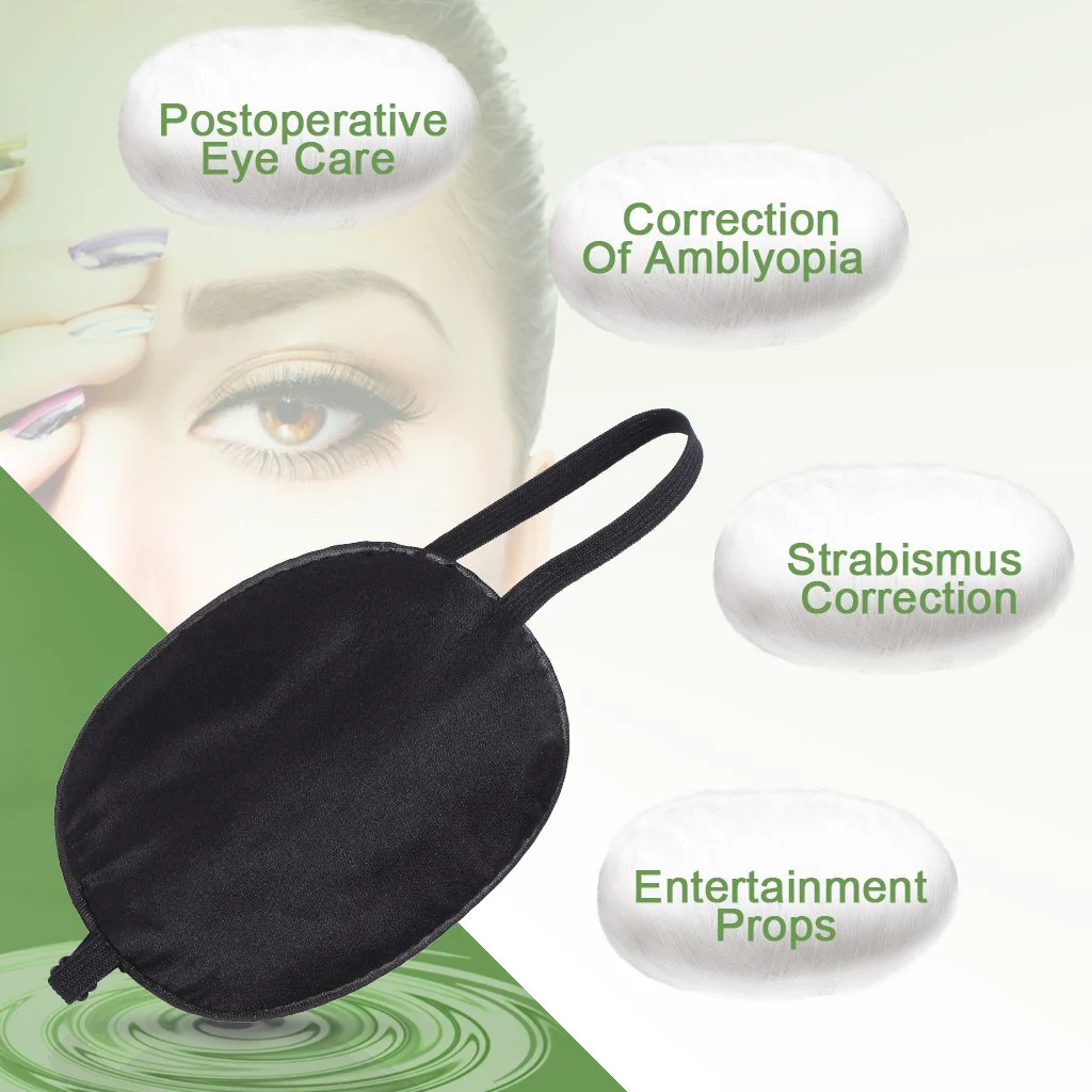 Pure Silk Eye Patch For Adults, Amblyopia Obscure Astigmatism Training Strabismus Correction Black - Image 6