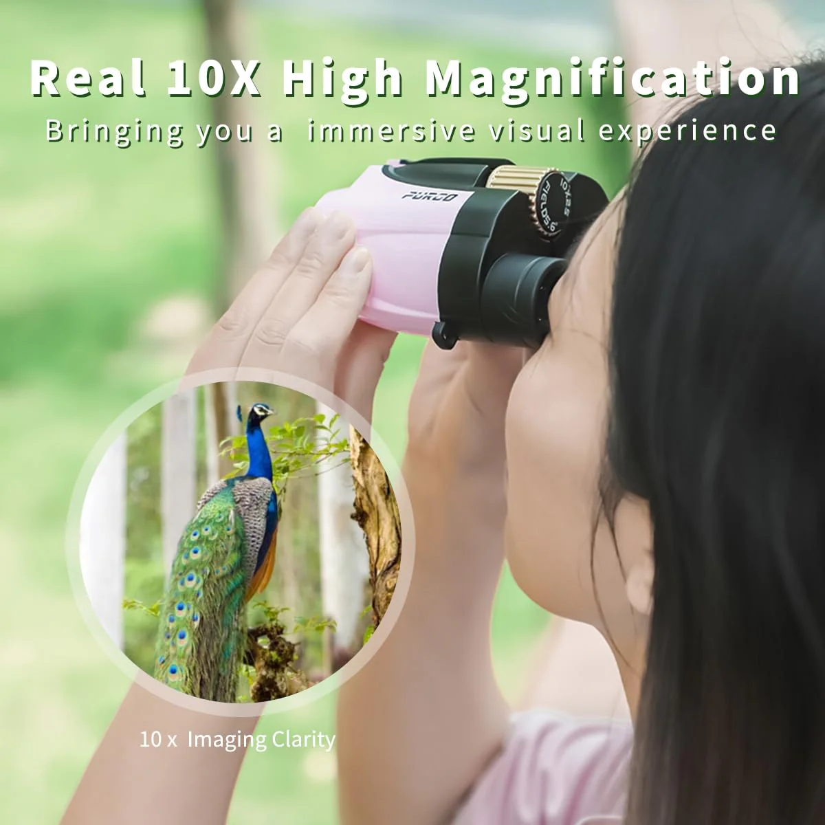 PUROO 10x25 Compact Binoculars for Adults – Lightweight Mini Opera Glasses for Concerts, Theater, Travel & Cruise, Bird Watching – Pink Small Binoculars for Women, Teens & Kids - Image 5