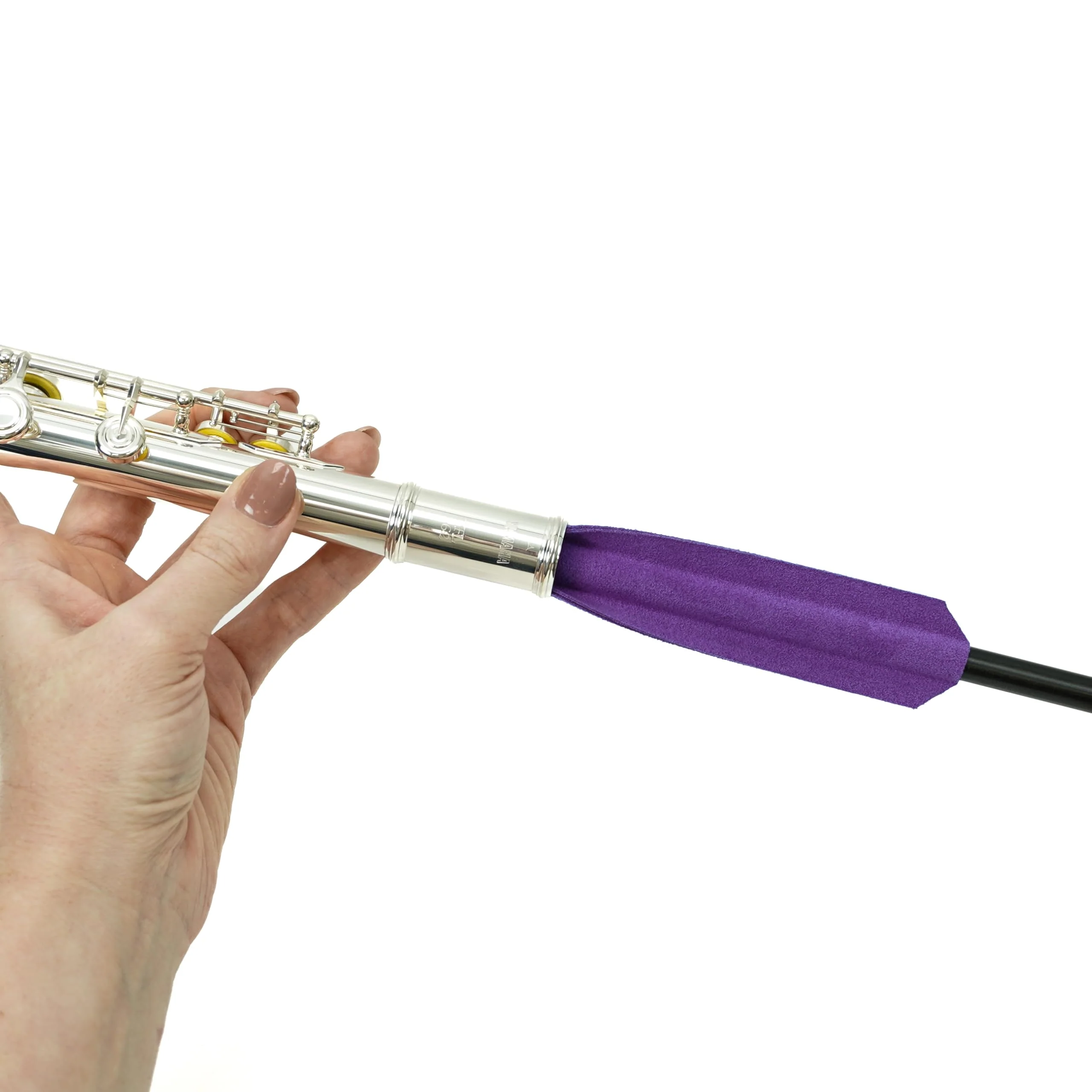 Purple Altieri Flute Wand - Professional Flute Cleaning Tool - Ultrasuede - Super Soft Absorbent Swab, Long Reach Full Bore & Cork Plate Cleaning, Portable & Easy Cleaning Purple - Image 2