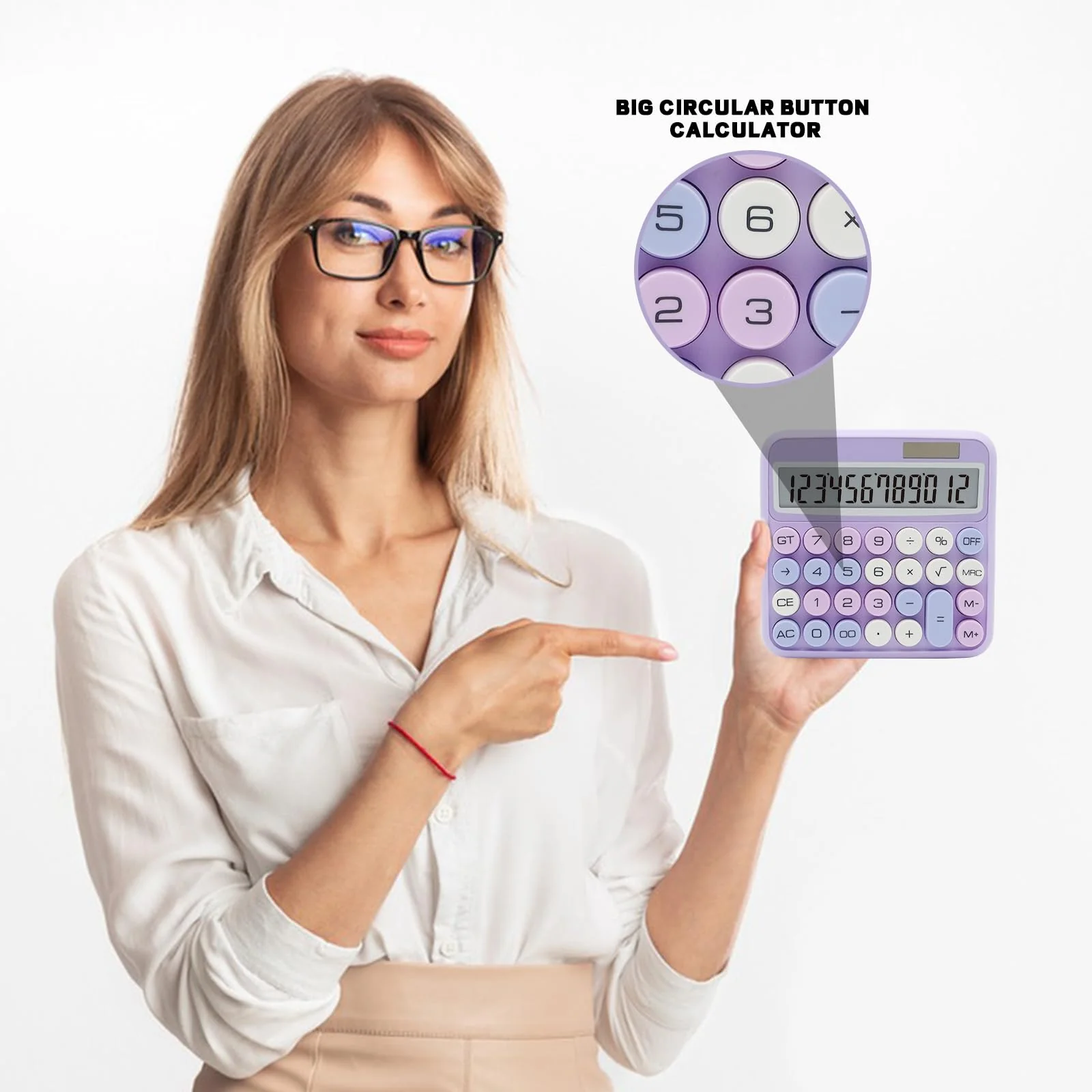 Purple Calculator, UPIHO Standard Calculator 12 Digit with Large LCD Display and Big Buttons,Purple Office Accessories for Women Desk,Cute Calculator for Office,School, Home,Business B-Purple - Image 4