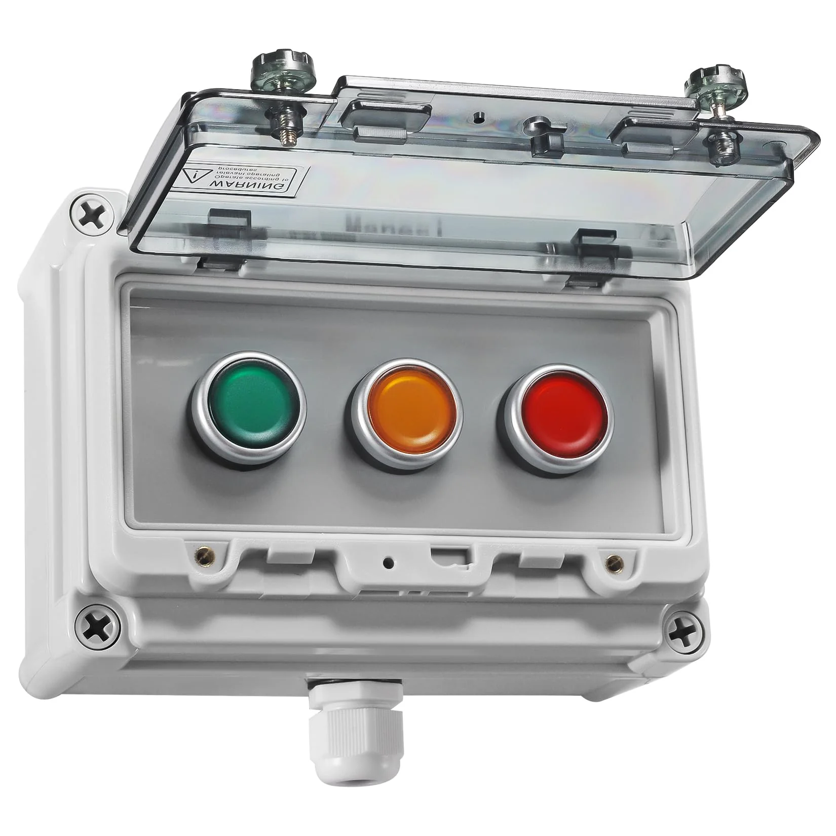 Push Button Switch IP67 Outdoor Waterproof Button Switch Box Green/Yellow/Red Instantaneous Button Switch with Protective Cover Anti-Misoperation Switch
