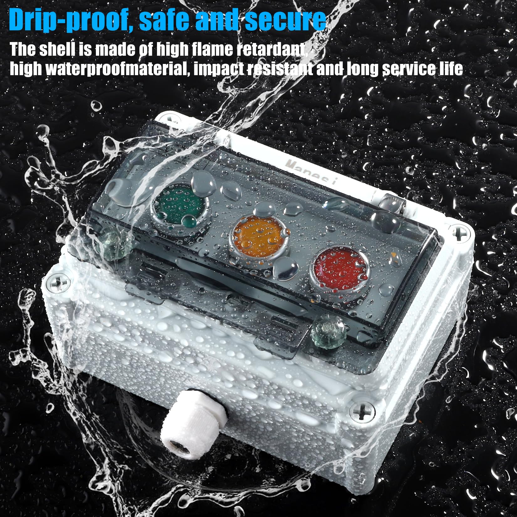 Push Button Switch IP67 Outdoor Waterproof Button Switch Box Green/Yellow/Red Instantaneous Button Switch with Protective Cover Anti-Misoperation Switch - Image 3