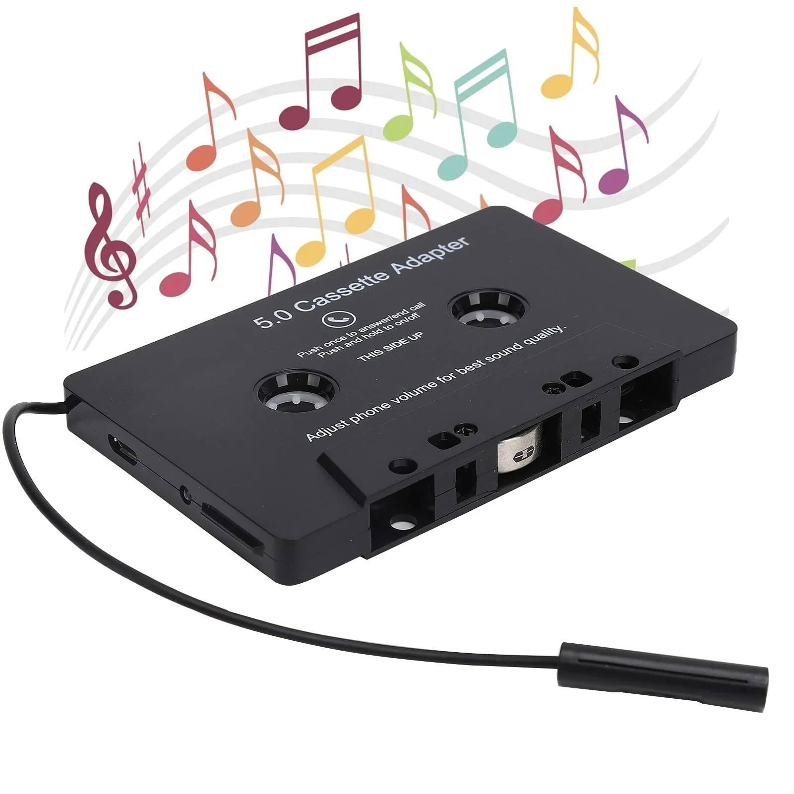 PUSOKEI Car Cassette Audio Receiver, Bluetooth 5.0 Cassette to Aux Adapter, Tape Player MP3 Cassette Player Adapters Audio Converter with Calling Function, Black - Image 2