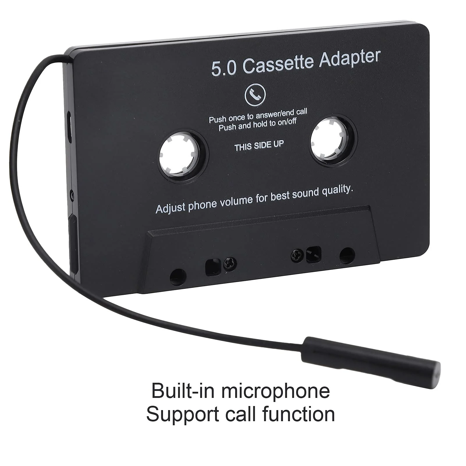 PUSOKEI Car Cassette Audio Receiver, Bluetooth 5.0 Cassette to Aux Adapter, Tape Player MP3 Cassette Player Adapters Audio Converter with Calling Function, Black - Image 3
