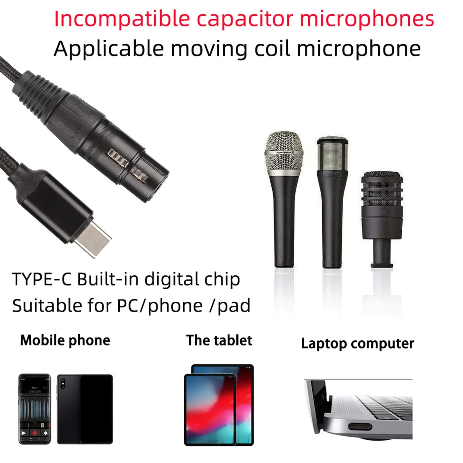 PUSOKEI USB C to XLR Female Cable, HiFi USB C Microphone Cable, Microphone Recording Line Built in D/A Conversion Chip for OS X, Plug and Play() - Image 2