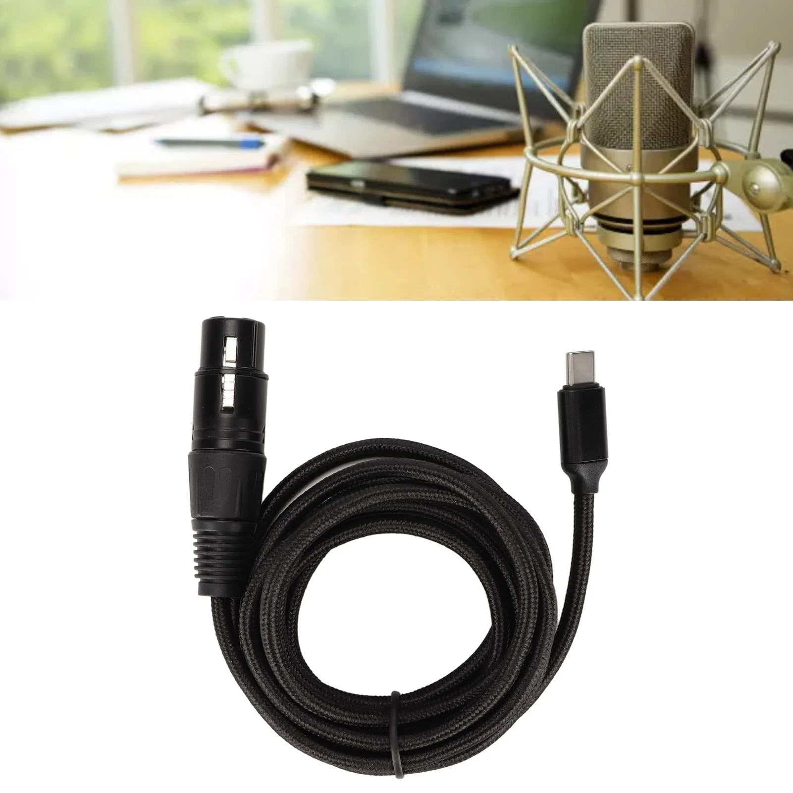 PUSOKEI USB C to XLR Female Cable, HiFi USB C Microphone Cable, Microphone Recording Line Built in D/A Conversion Chip for OS X, Plug and Play() - Image 5