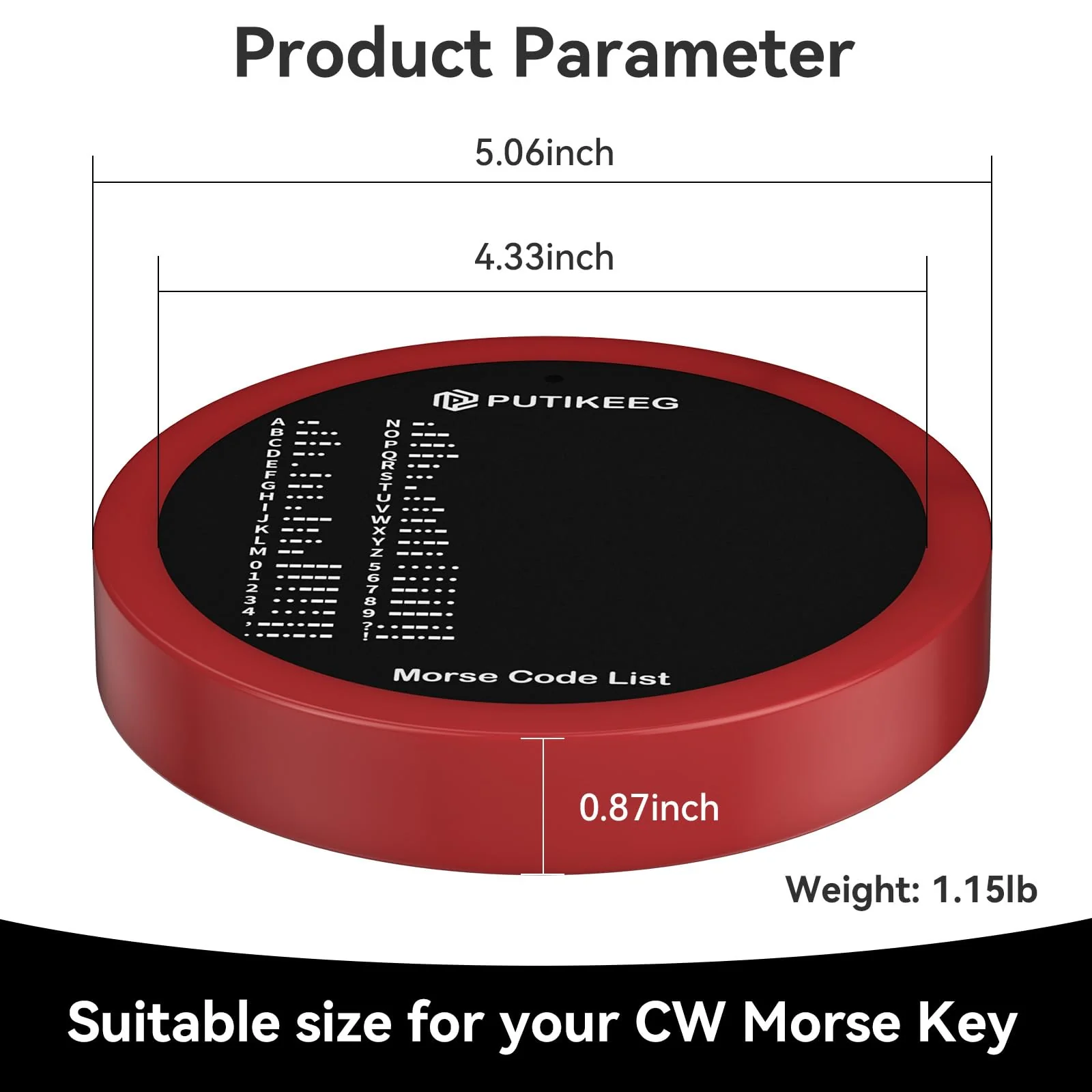 PUTIKEEG Morse Code Round Table Key morse code List Learning Shortwave Radio (Red) Red - Image 2
