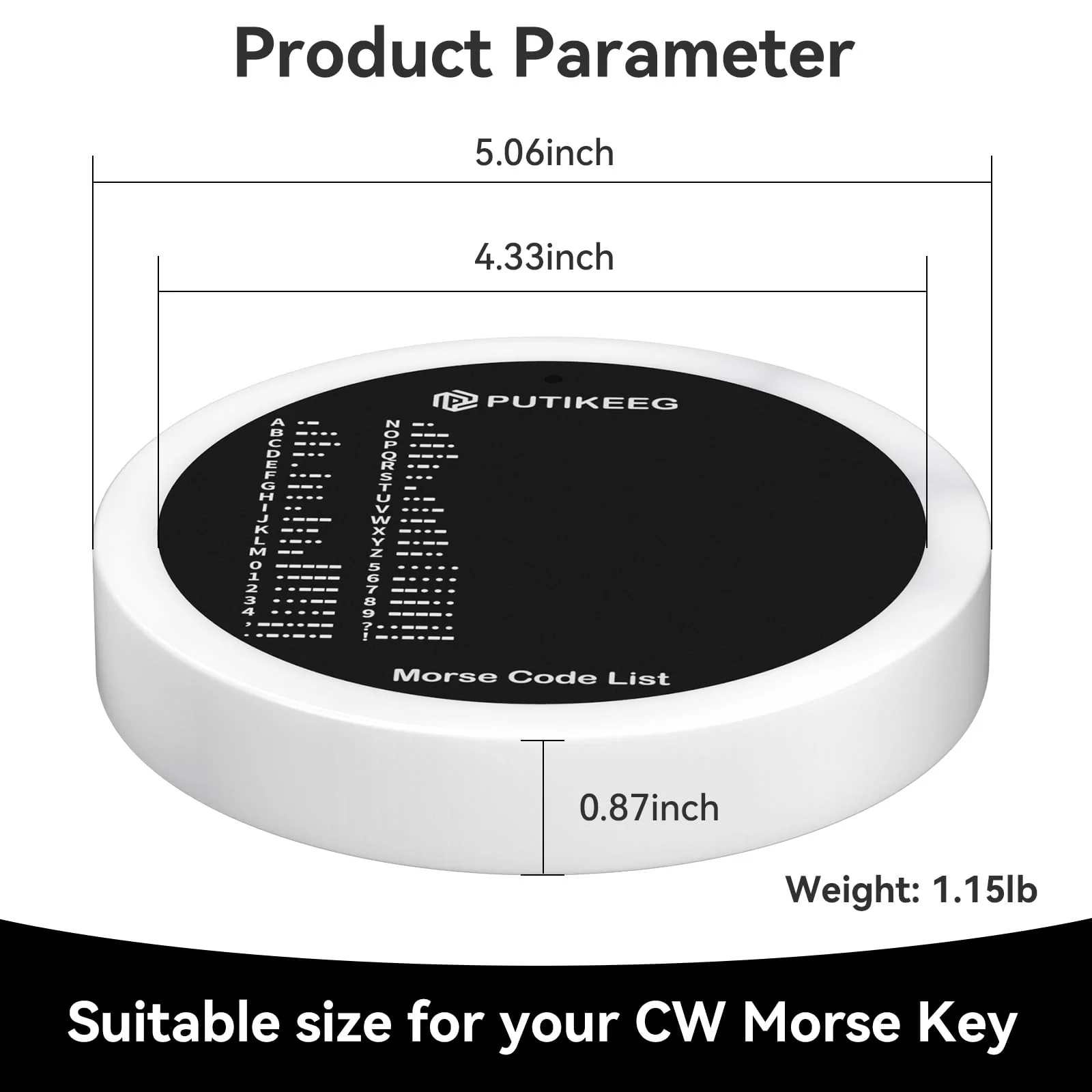 PUTIKEEG Morse Code Round Table Key morse code List Learning Shortwave Radio (White) White - Image 2