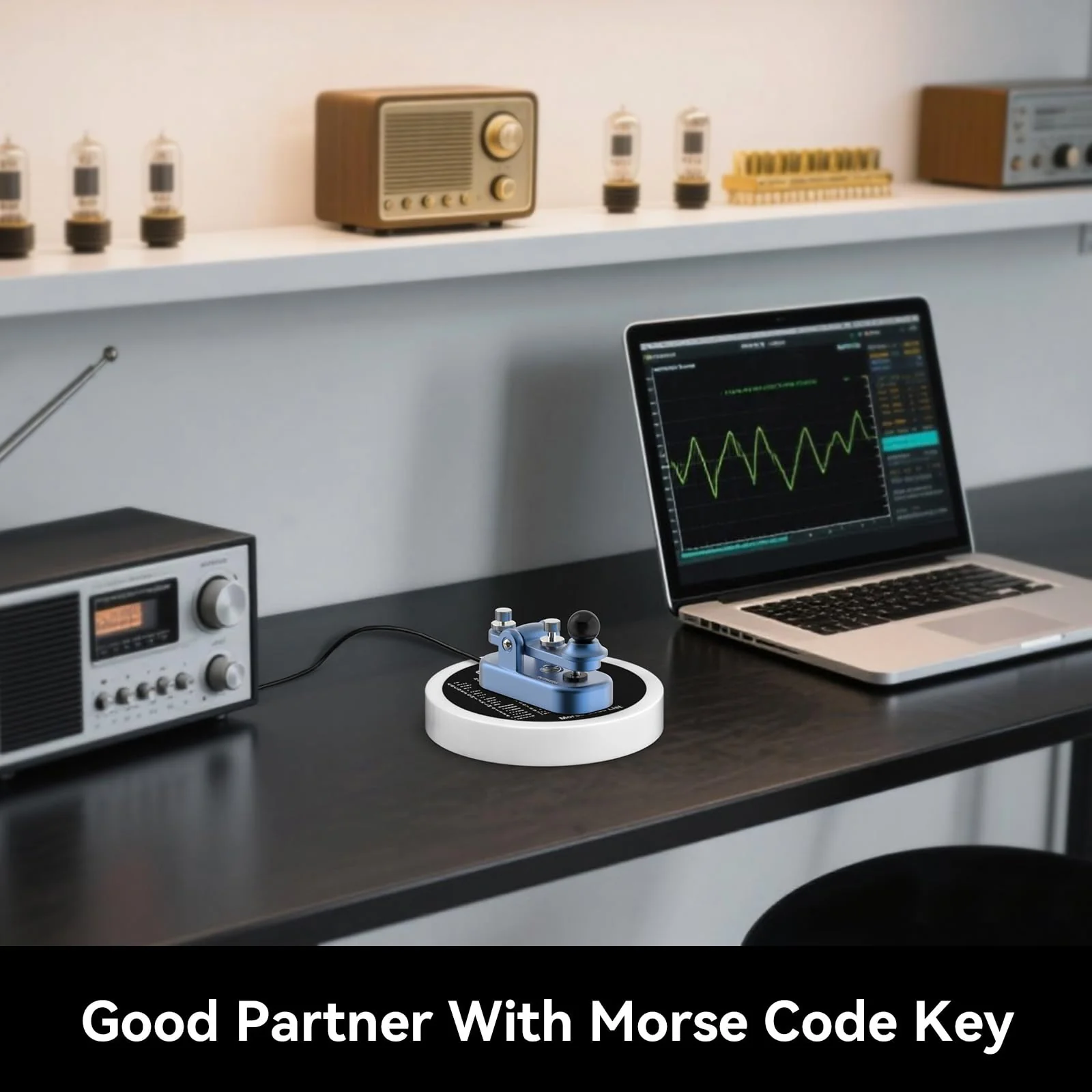 PUTIKEEG Morse Code Round Table Key morse code List Learning Shortwave Radio (White) White - Image 4