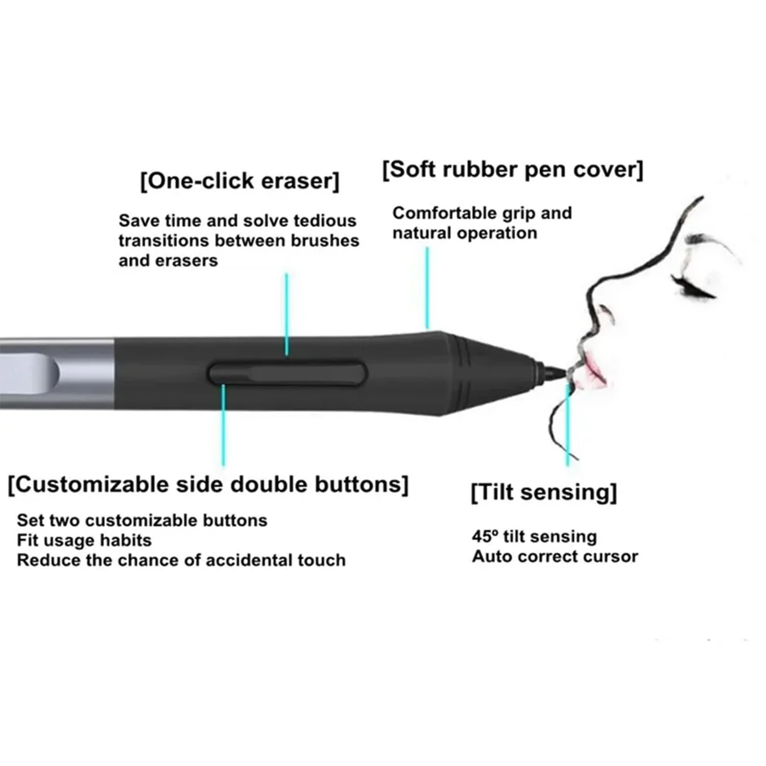 PW100 Passive Pen only Suitable for huion Pen tablet H640P H950P H1060P H1161 HC16 HS64 GC710 HS610 H320M GC610 - Image 4