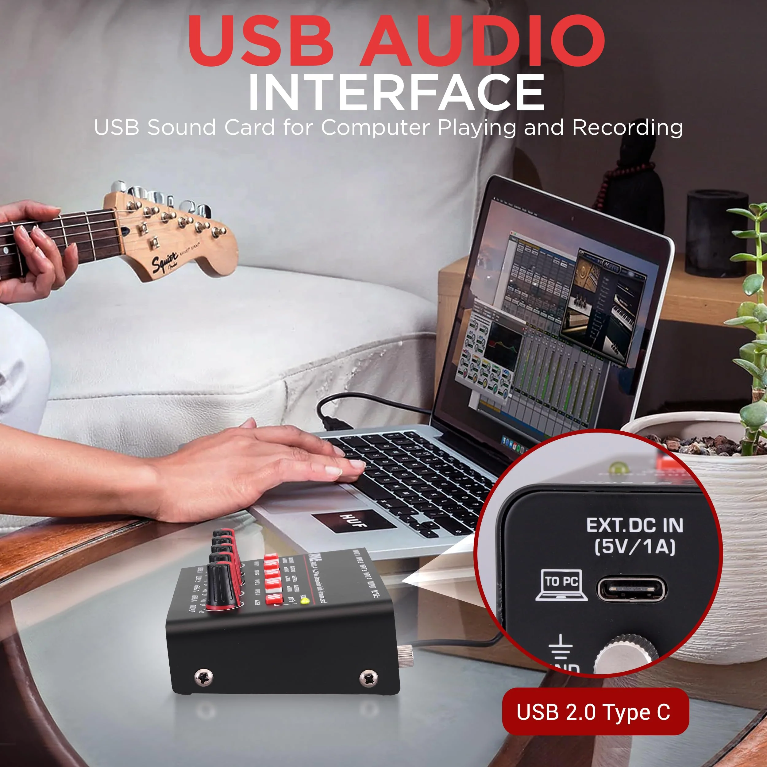 Pyle 4-Channel Wireless Bluetooth 5.0 Line Mixer - USB Audio Interface - 4 Mono/Stereo Inputs - Ultra-Low Noise - High Headroom - Built-in USB-C Sound Card - Compact Metal Chassis - PMAX4 - Image 6