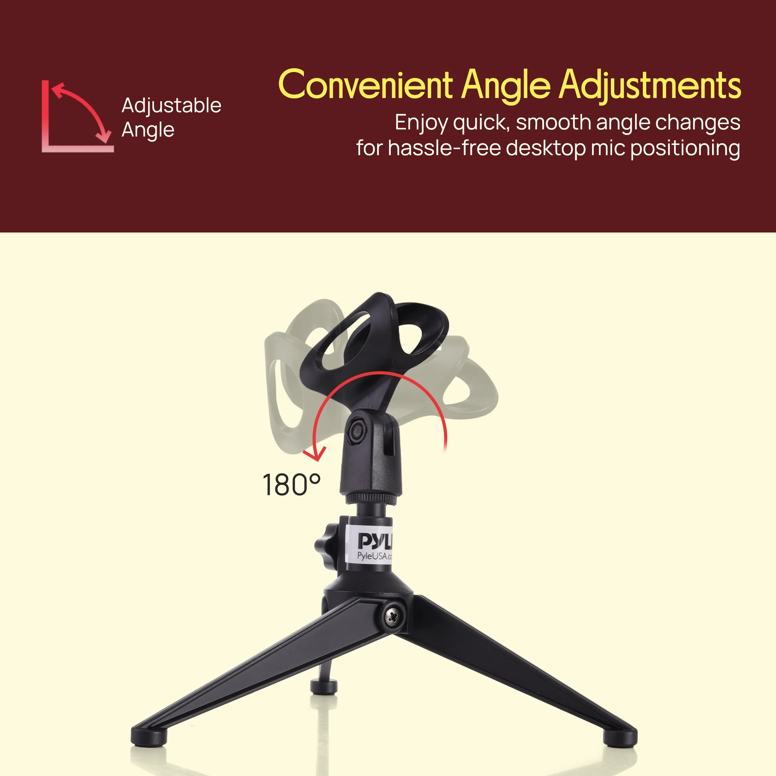 Pyle Desktop Tripod Microphone Stand - Adjustable Height 4.7” to 8.7” with Heavy Duty Clutch, Supports 5 Lbs, Ideal for Podcast, Screencasts, or Desktop Applications 8.7-inches - Image 6