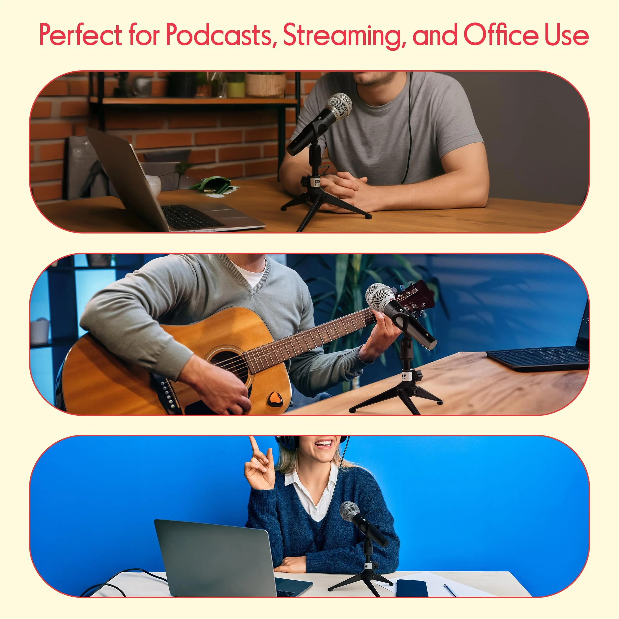 Pyle Desktop Tripod Microphone Stand - Adjustable Height 4.7” to 8.7” with Heavy Duty Clutch, Supports 5 Lbs, Ideal for Podcast, Screencasts, or Desktop Applications 8.7-inches - Image 7