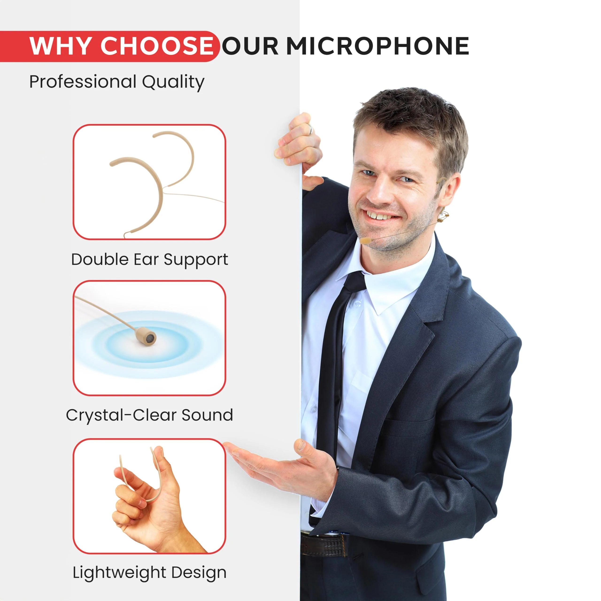 Pyle Double Over-Ear Microphone Headset - Professional Hands-Free Omnidirectional Wired Audio Boom Condenser Microphone Headset w/ 3.5mm / 1/4" Adapter, 1.2m Cable, and Windscreen. - Image 5
