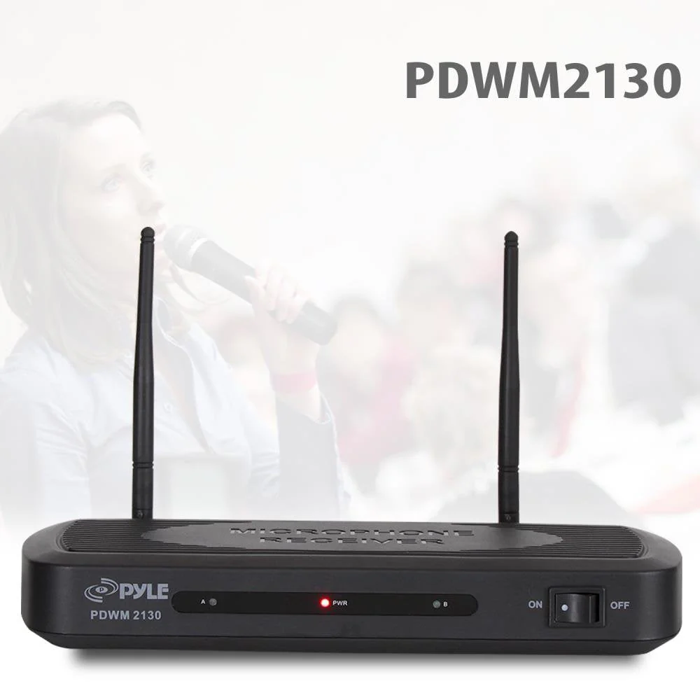 Pyle Dual Channel Wireless Microphone System - Dual Frequency Wireless Mic Receiver Set with 2 Handheld Dynamic Transmitter Mics, Receiver Base - PA, Karaoke, Dj Party - PDWM2130 - Image 4