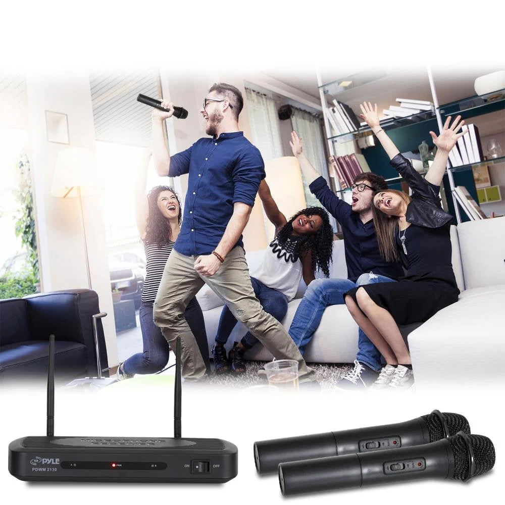 Pyle Dual Channel Wireless Microphone System - Dual Frequency Wireless Mic Receiver Set with 2 Handheld Dynamic Transmitter Mics, Receiver Base - PA, Karaoke, Dj Party - PDWM2130 - Image 6