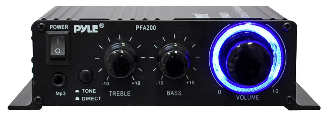Pyle Home Mini Audio Amplifier - 60W Portable Dual Channel Surround Sound HiFi Stereo Receiver w/ 12V AC Adapter, AUX, MIC IN, Supports Smart Phone, iPhone, iPod, MP3 For 2-8ohm Speakers - Pyle PFA200 - Image 2