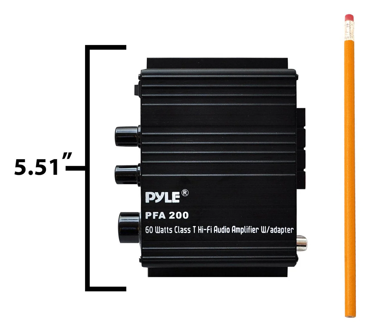 Pyle Home Mini Audio Amplifier - 60W Portable Dual Channel Surround Sound HiFi Stereo Receiver w/ 12V AC Adapter, AUX, MIC IN, Supports Smart Phone, iPhone, iPod, MP3 For 2-8ohm Speakers - Pyle PFA200 - Image 4
