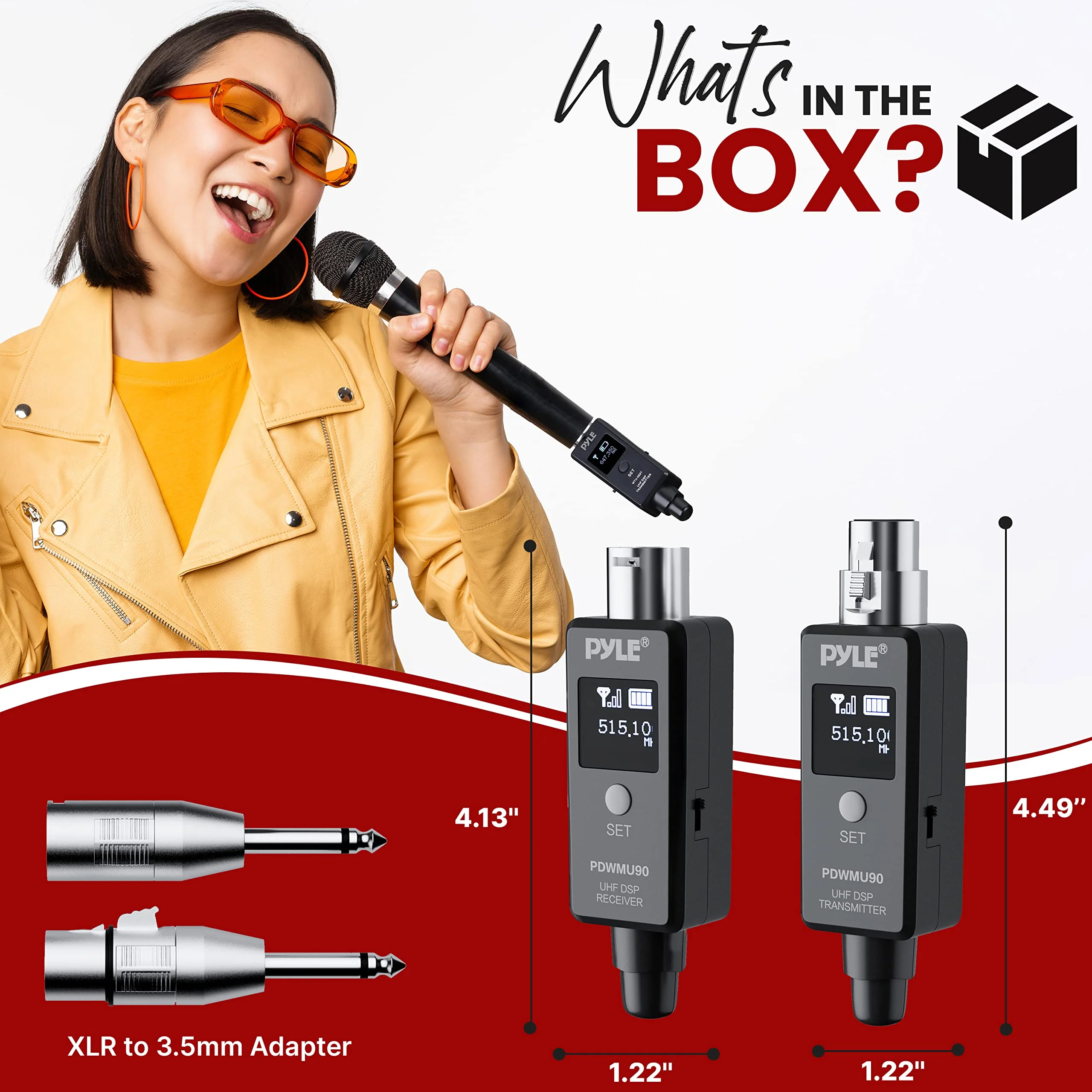 Pyle Multifunctional UHF Wireless XLR Adapter System,Transmitter And Receiver For Dynamic Microphones And Music Sources,48k Frequency Signal Transmission,USB Recharge Capable,90 Feet Range,Dark Gray Sound And Recording Equipment - Image 7