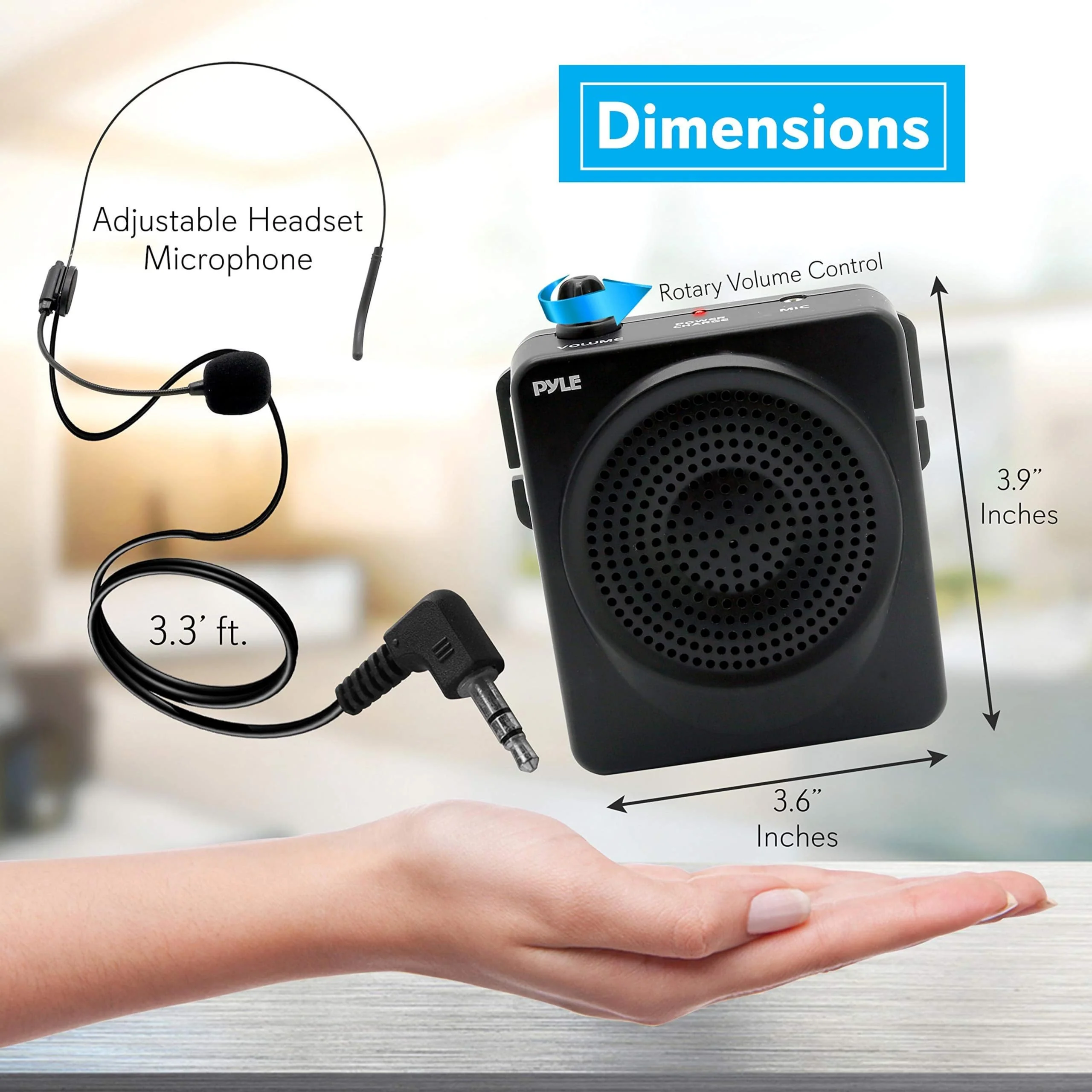 Pyle Portable PA Speaker and Voice Amplifier: Compact Waistband with Rechargeable Battery, Includes Headset Microphone & 3.5mm Aux Jack - Ideal for Tour Guides, Teachers, and Meetings - Image 2
