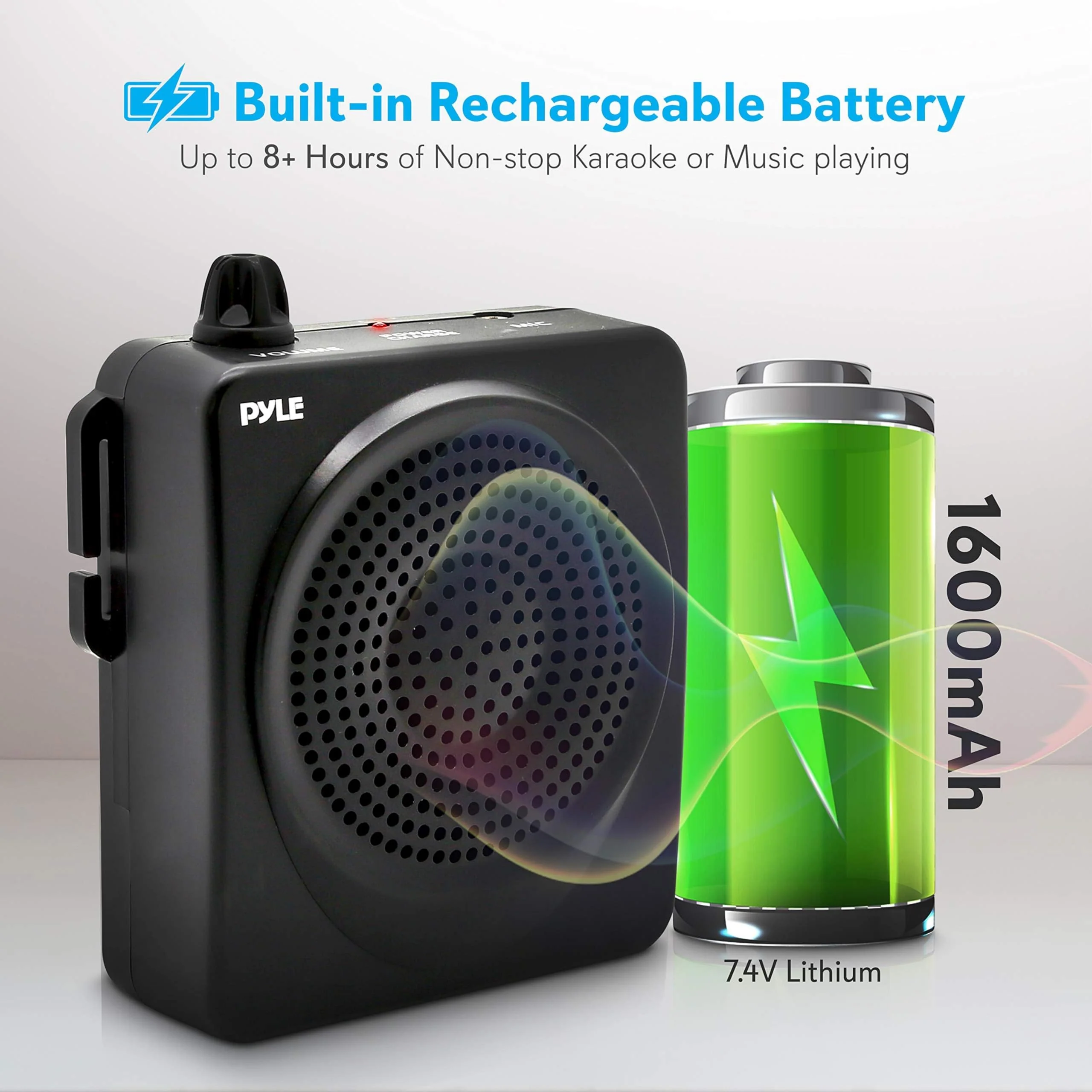 Pyle Portable PA Speaker and Voice Amplifier: Compact Waistband with Rechargeable Battery, Includes Headset Microphone & 3.5mm Aux Jack - Ideal for Tour Guides, Teachers, and Meetings - Image 3