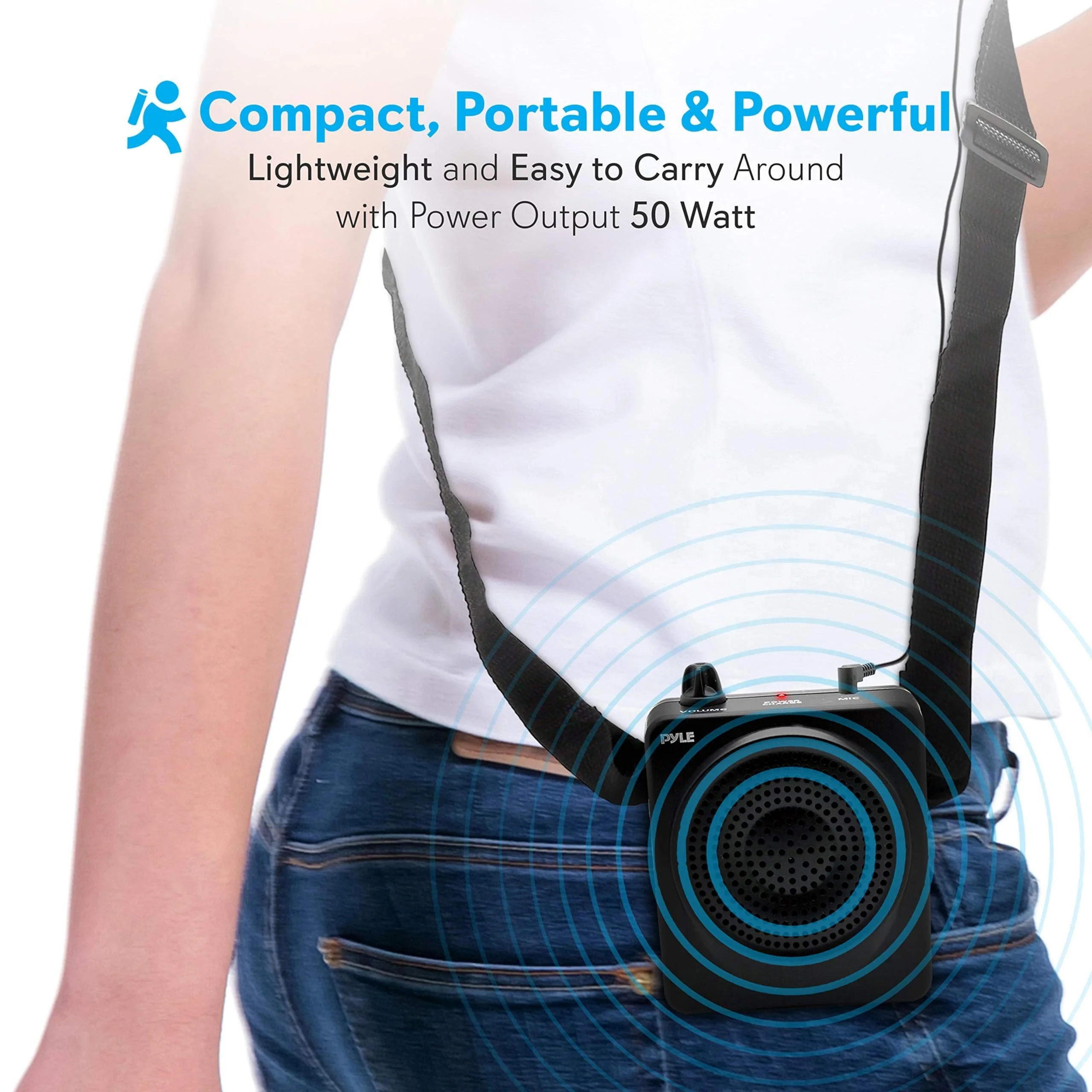 Pyle Portable PA Speaker and Voice Amplifier: Compact Waistband with Rechargeable Battery, Includes Headset Microphone & 3.5mm Aux Jack - Ideal for Tour Guides, Teachers, and Meetings - Image 4