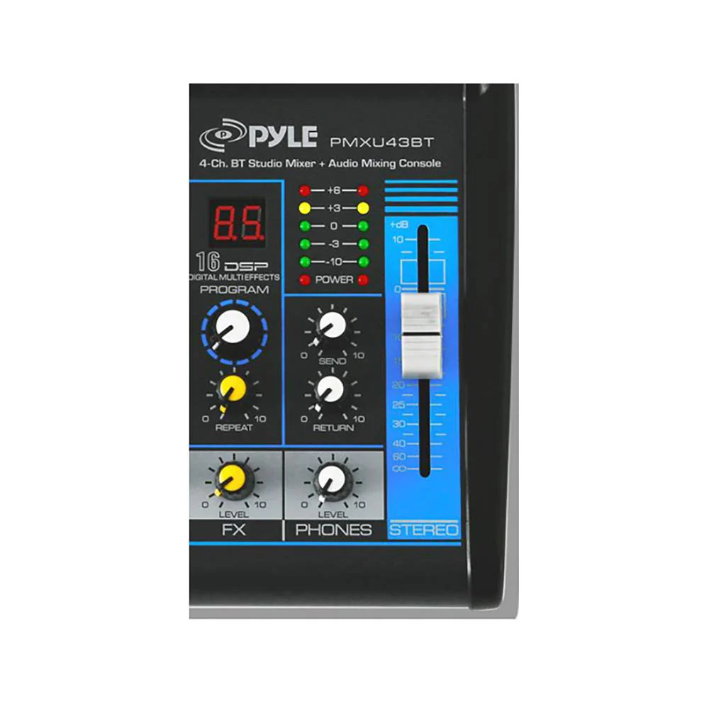 Pyle Professional Audio Mixer Sound Board Console System - Interface 4 Channel Digital USB Bluetooth MP3 Computer Input 48V Phantom Power Stereo DJ Studio Streaming FX 16-Bit DSP processor - PMXU43BT - Image 5