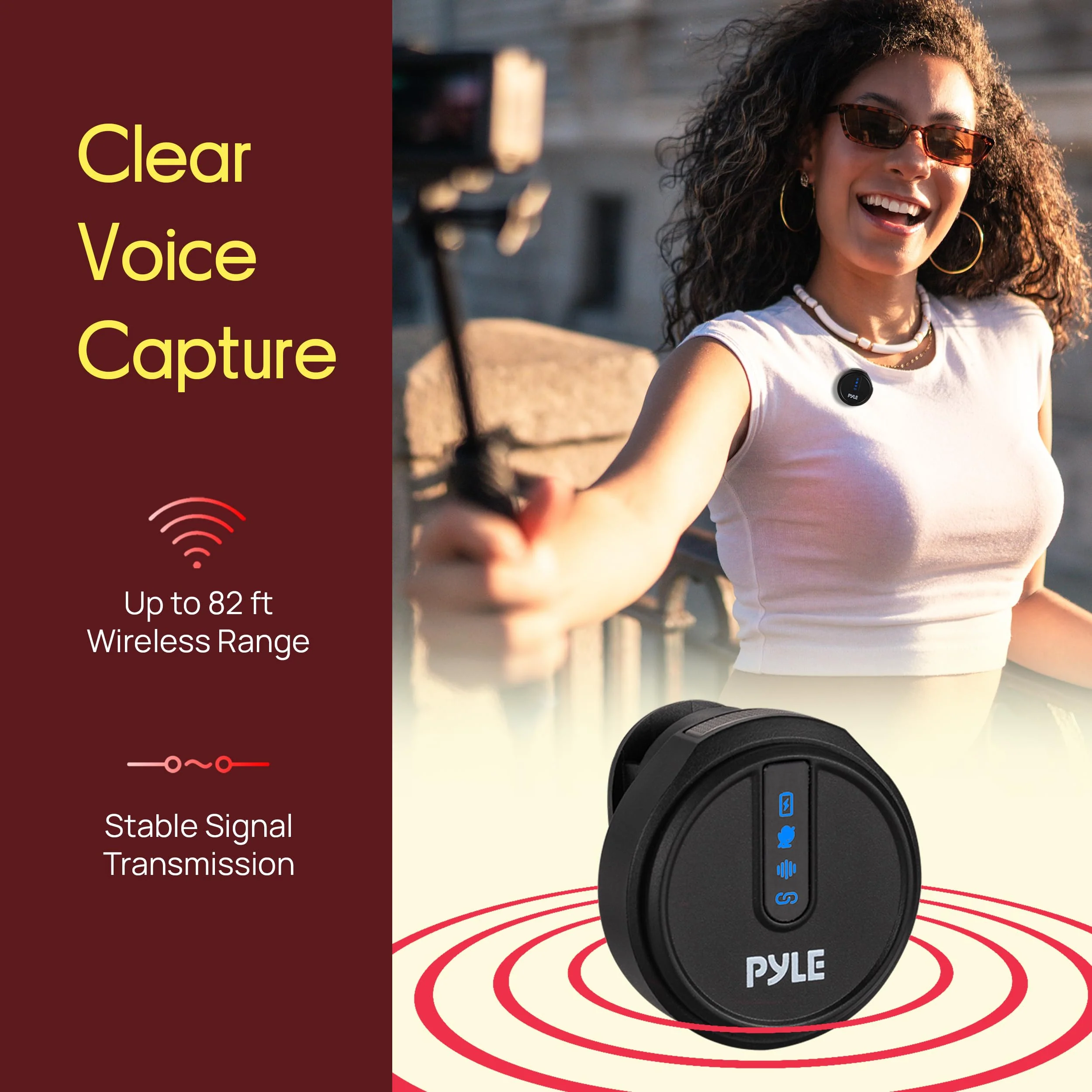 Pyle Wireless Lavalier Microphone System | Noise-Canceling Clip-On Mic with Magnetic Mount, 8H Battery, Charging Case, Windscreens | USB-C Plug & Play for Vlogging, Interviews, Streaming & Podcasts - Image 3