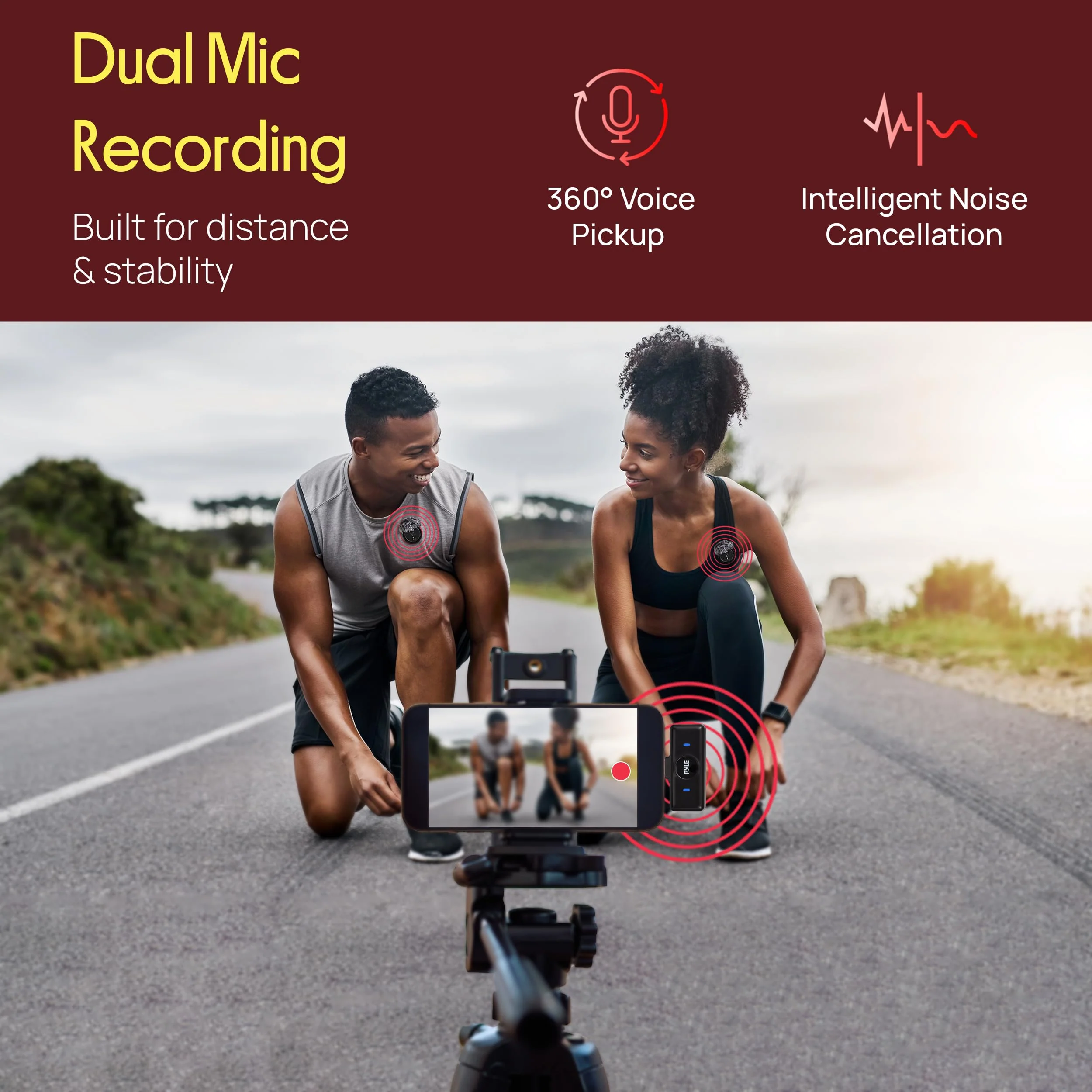 Pyle Wireless Lavalier Microphone System | Noise-Canceling Clip-On Mic with Magnetic Mount, 8H Battery, Charging Case, Windscreens | USB-C Plug & Play for Vlogging, Interviews, Streaming & Podcasts - Image 4