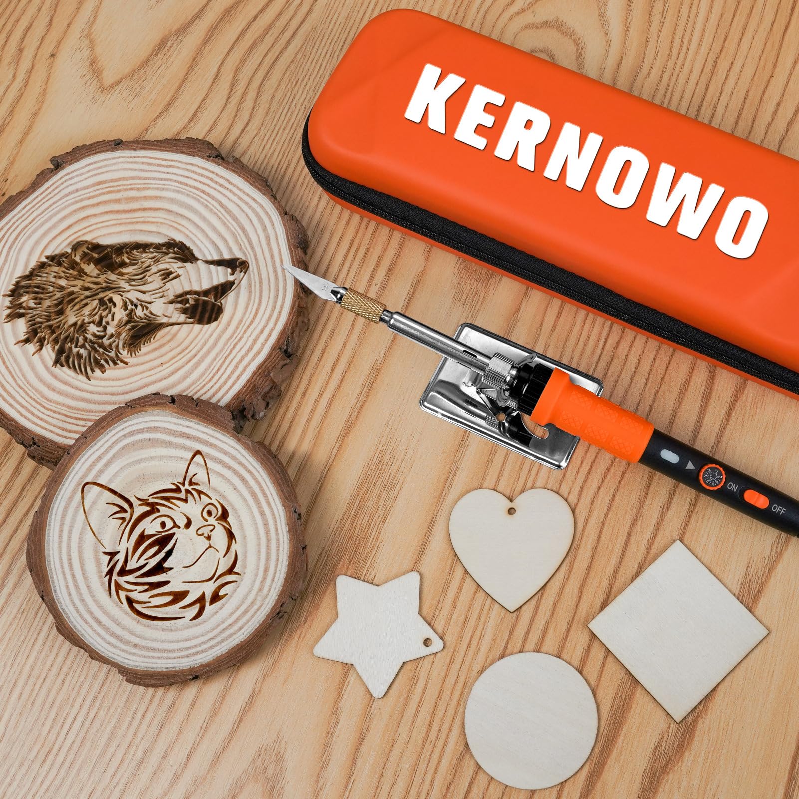Pyrography Soldering Iron Set, 76-Piece Burning Tool with Adjustable Temperature from 200 to 450°C, Burning Iron Set with Pyrography Pen for Embossing, Carving, DIY Crafts 2-Orange Colour. - Image 6
