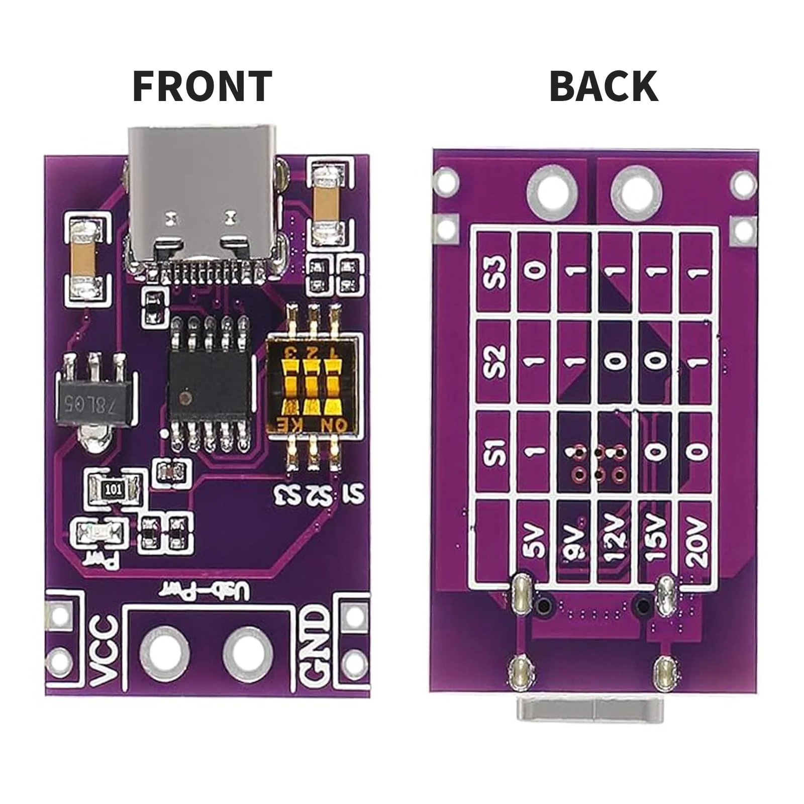 QC/PD/AFC Power Supply Trigger Module - 6 Pieces Fast Charge Trigger USB-C Adapter, Adjustable Module with 5V/9V/12V/15V/20V, DC Fake Charge Trigger Circuit, Fast Charge Polling Detector - Image 3