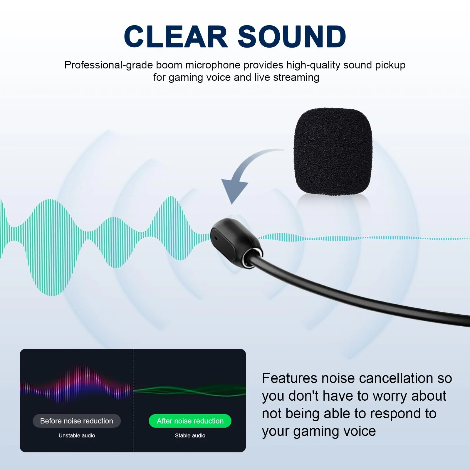 QC45 Microphone Compatible with Bose QC45 Wireless Noise Cancelling Headphones, Boom Gaming Microphone Cable with Mute Switch for PS4, PS5, PC, Xbox One Controller (QC45 Boom Mic, 3.5mm Y-Splitter) - Image 4