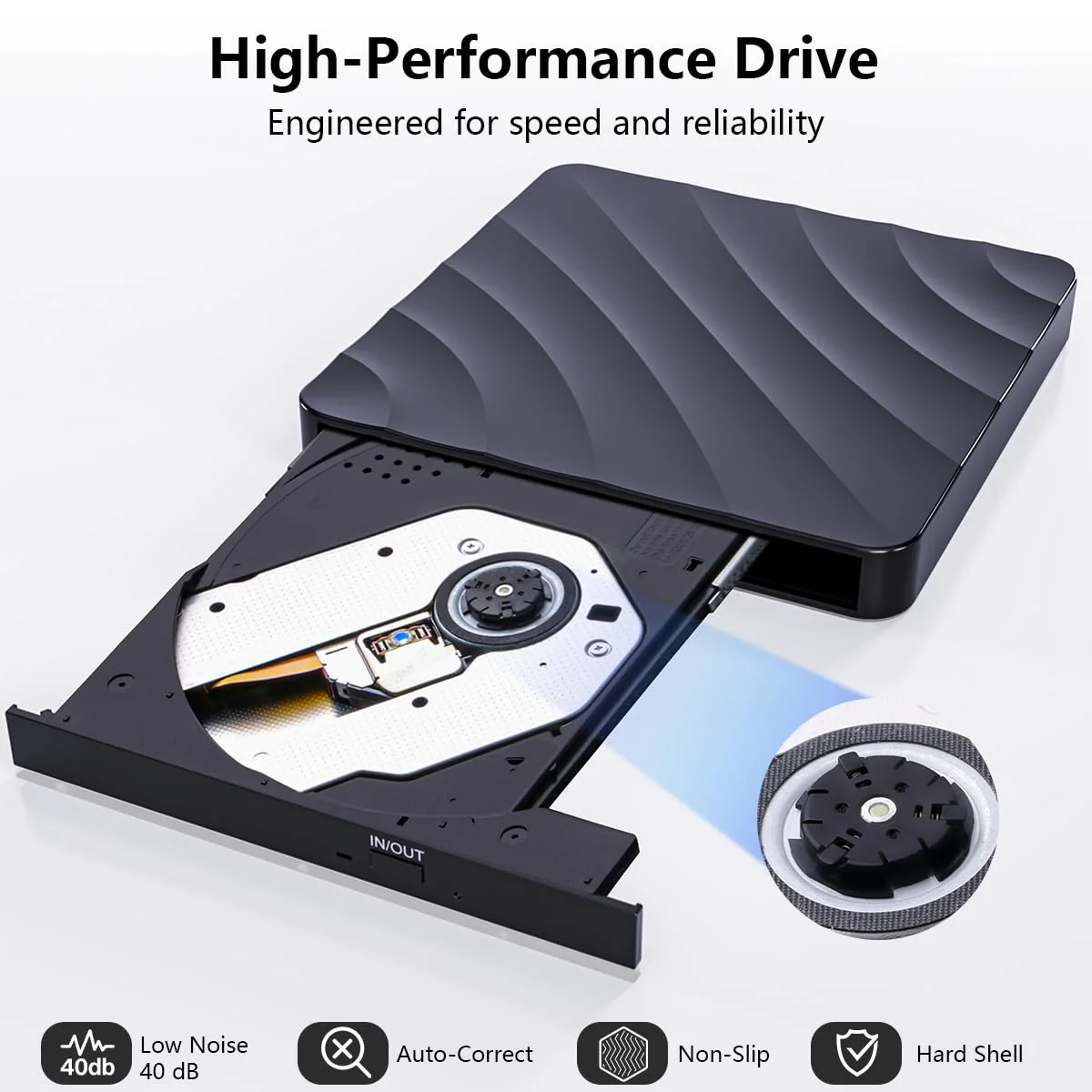 QDSYLQ External CD DVD Drive for PC - USB 3.0 CD Burner DVD Player for Laptop, External Optical Drives for PC/MacBook, Disc Reader for Windows 11/10/8/7/XP/Vista, Linux, Mac Glossyblack - Image 7