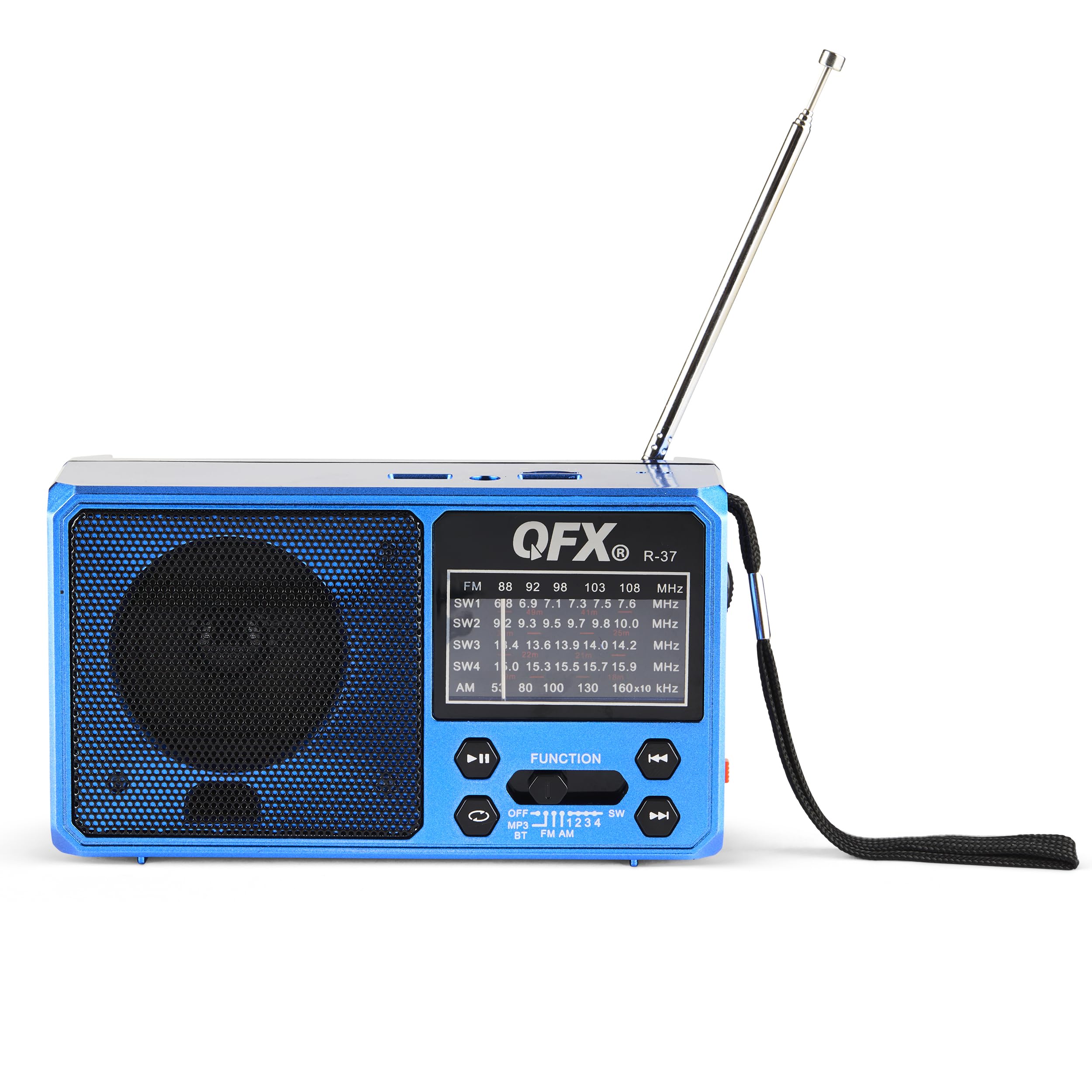 QFX R-37-BL 6-Band (AM, FM, SW1 - SW4) Bluetooth LED Flashlight Solar Radio (2021 Model) - Image 5