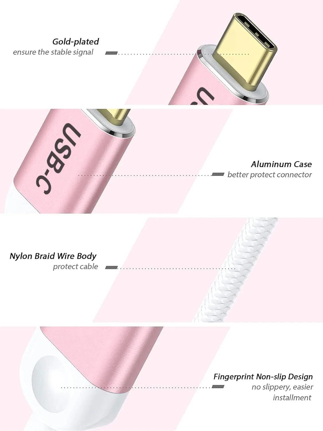 QGeeM USB C to HDMI Adapter 4K Cable, USB Type-C to HDMI Adapter [Thunderbolt 3/4] for Laptop MacBook Pro/Air, iPhone15 Pro max, Dell XPS, HP.Pixelbook, Thinkpad,Surface,etc.-Pink-2Packs Pink-2 PCS - Image 6