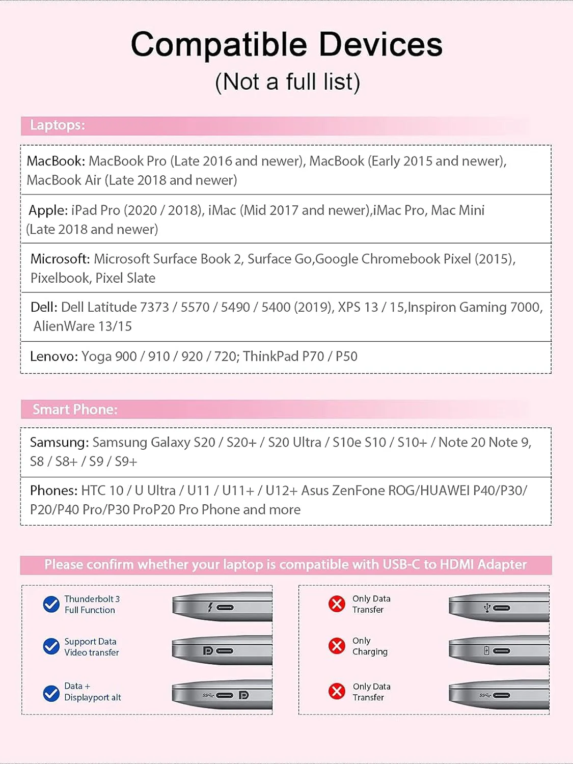 QGeeM USB C to HDMI Adapter 4K Cable, USB Type-C to HDMI Adapter [Thunderbolt 3/4] for Laptop MacBook Pro/Air, iPhone15 Pro max, Dell XPS, HP.Pixelbook, Thinkpad,Surface,etc.-Pink-2Packs Pink-2 PCS - Image 8