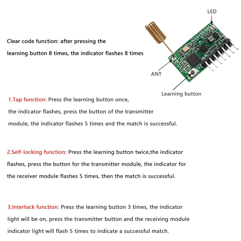QIACHIP RX480e 868 MHz Transmitter Receiver RF Radio Module for Arduino and Garage Door Opener, Wireless Module with Antenna 4 Sets RX480E-868*4 - Image 5