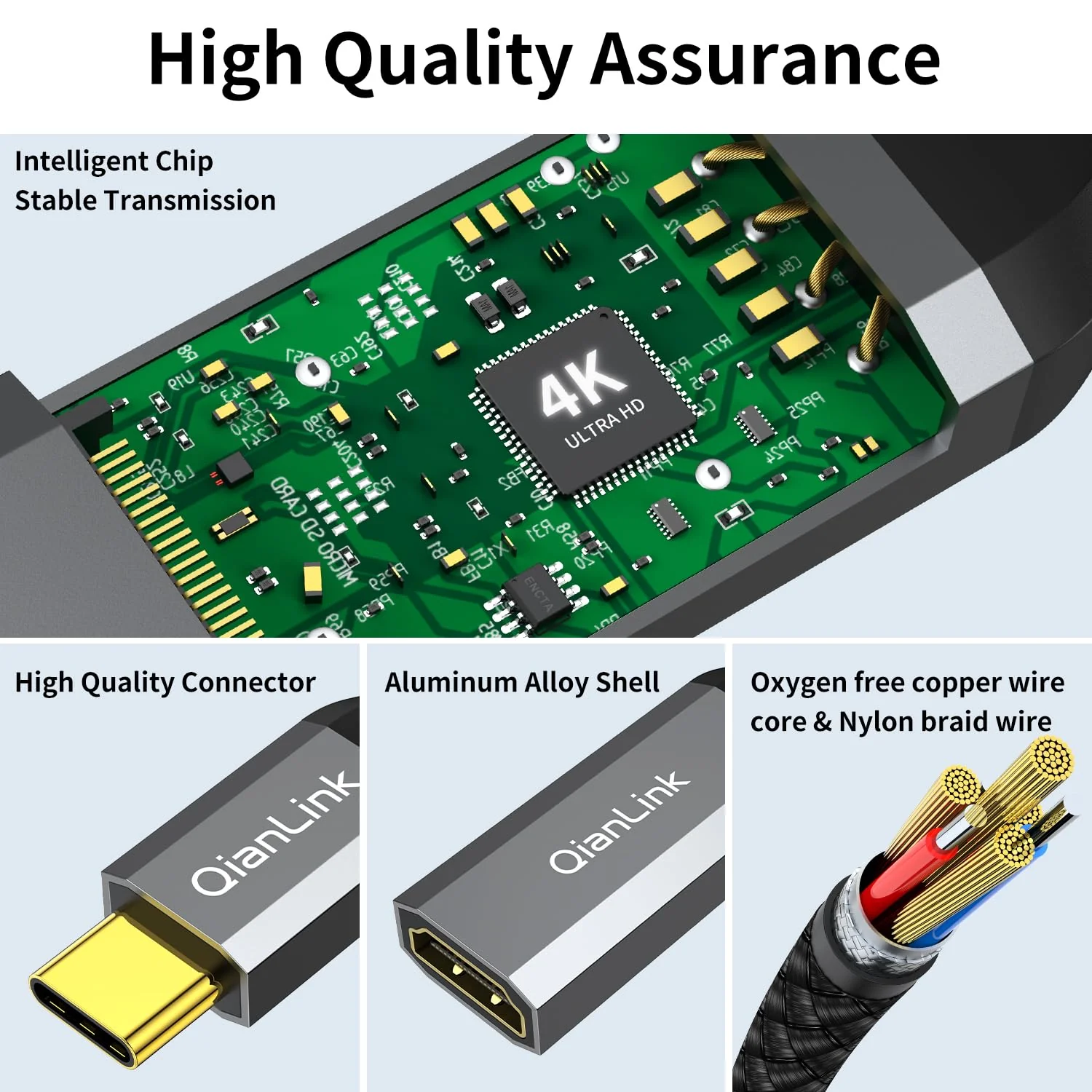 QianLink USB Type C to HDMI Adapter, USB C to HDMI 4K Cable [Thunderbolt 3/4] for MacBook Pro/Air 2023, iPhone 15 Pro Max, Dell XPS, Pixelbook, Surface, IPad Pro, iMac, XPS 17, Galaxy S23 and More - Image 5
