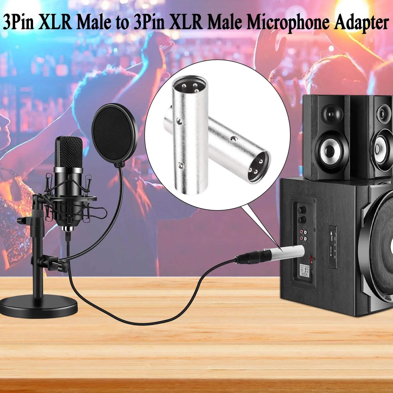 QIANRENON 3Pin XLR Male to XLR Male Microphone Connector Extender XLR Plug to Plug Balanced Audio Adapter XLR Docking Extension Coupler, for Extend XLR Amplifier Mixer Stage Speaker, 2Pcs - Image 4
