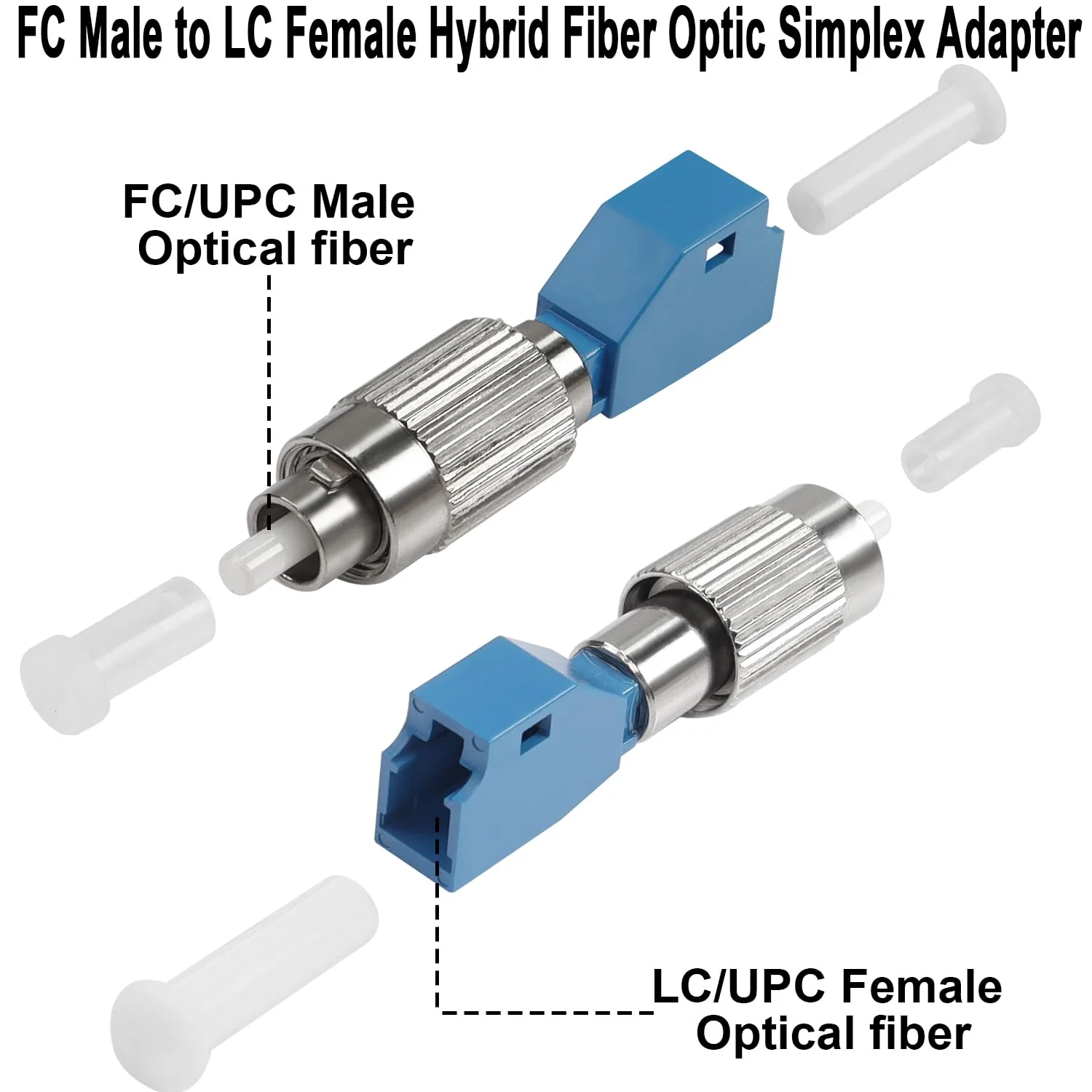 QIANRENON FC Male to LC Female Singlemode Fibre Optic Adapter SM 9/125μm FC/UPC Male to LC/UPC Female Hybrid Fibre Simplex Converter Coupler, for Red Light Pen Optical Power Meter Patch Cord Pigtail - Image 2