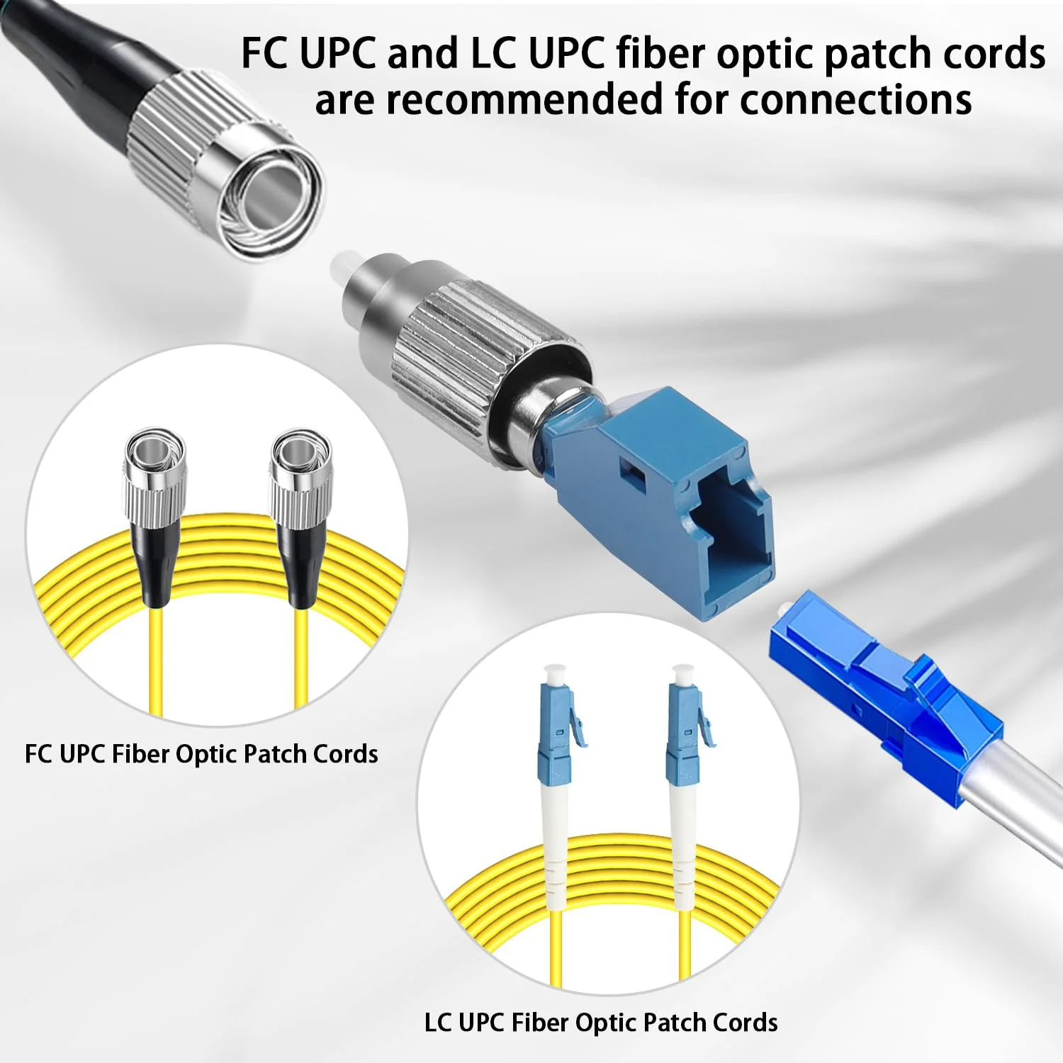 QIANRENON FC Male to LC Female Singlemode Fibre Optic Adapter SM 9/125μm FC/UPC Male to LC/UPC Female Hybrid Fibre Simplex Converter Coupler, for Red Light Pen Optical Power Meter Patch Cord Pigtail - Image 3