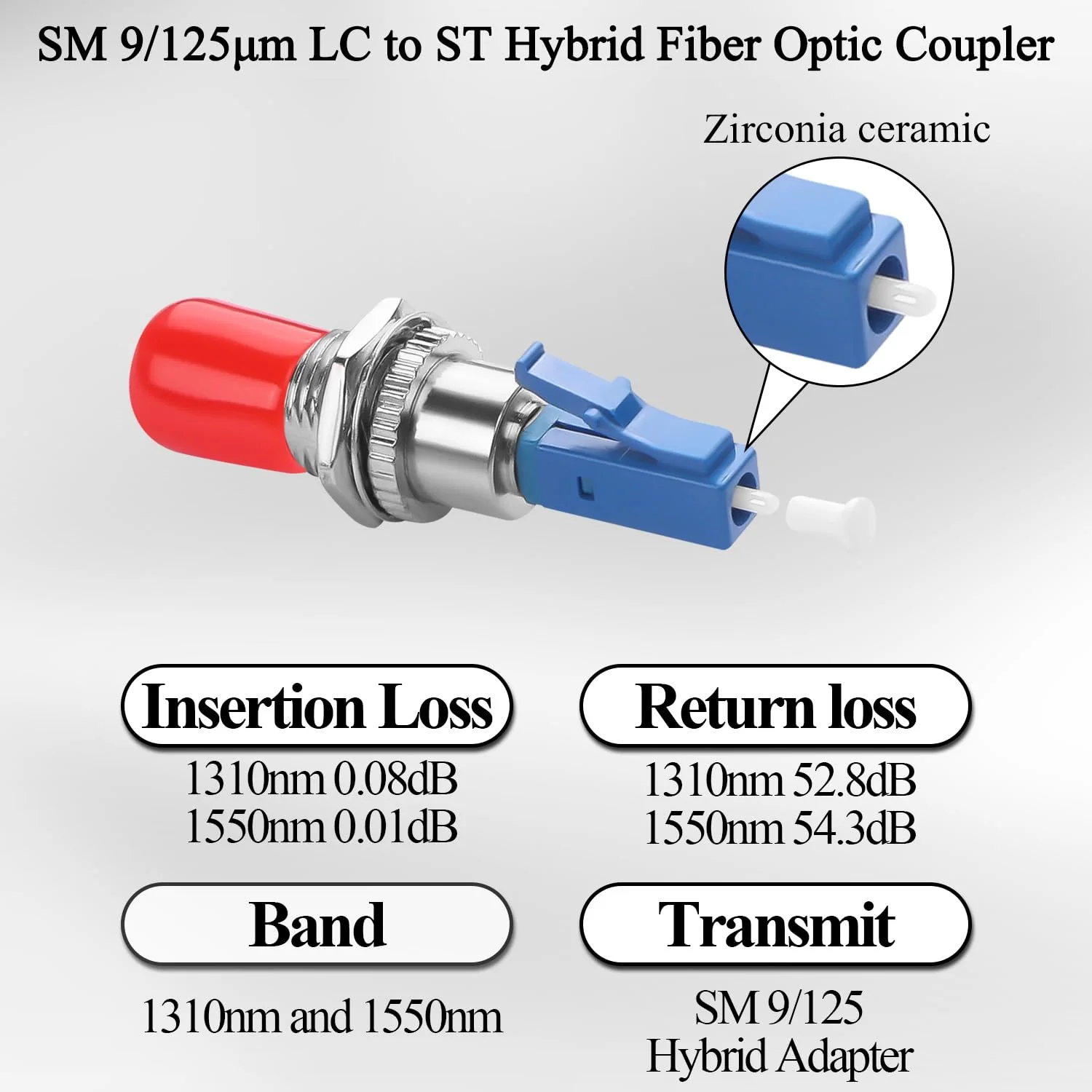 QIANRENON LC to ST Hybrid Fiber Simplex Adapter Coupler SM 9/125μm LC/UPC Male to ST/UPC Female Fiber Optic Interface Connector for Patch Cord Pigtail Optical Power Meter Red Light Pen FTTH - Image 4