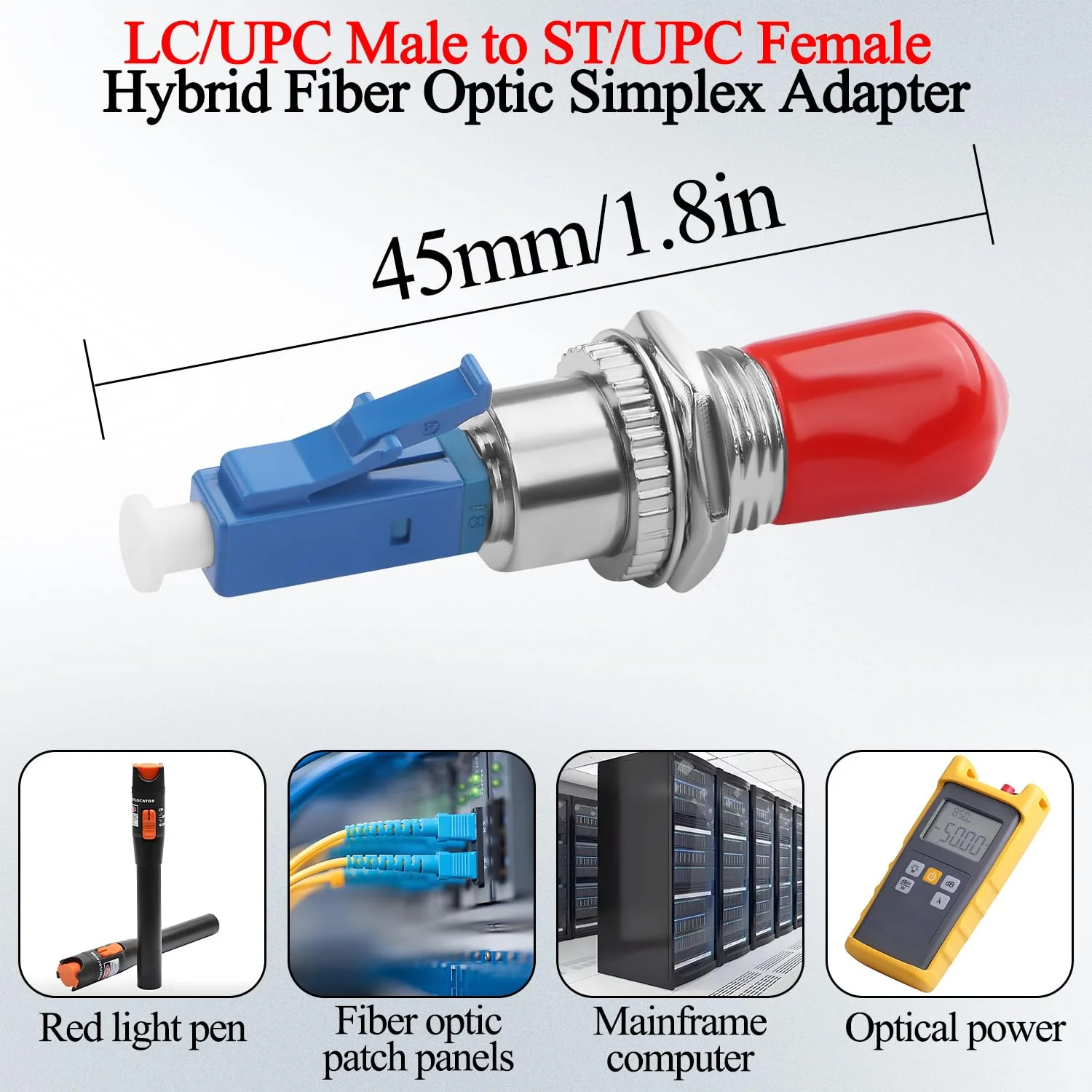 QIANRENON LC to ST Hybrid Fiber Simplex Adapter Coupler SM 9/125μm LC/UPC Male to ST/UPC Female Fiber Optic Interface Connector for Patch Cord Pigtail Optical Power Meter Red Light Pen FTTH - Image 5