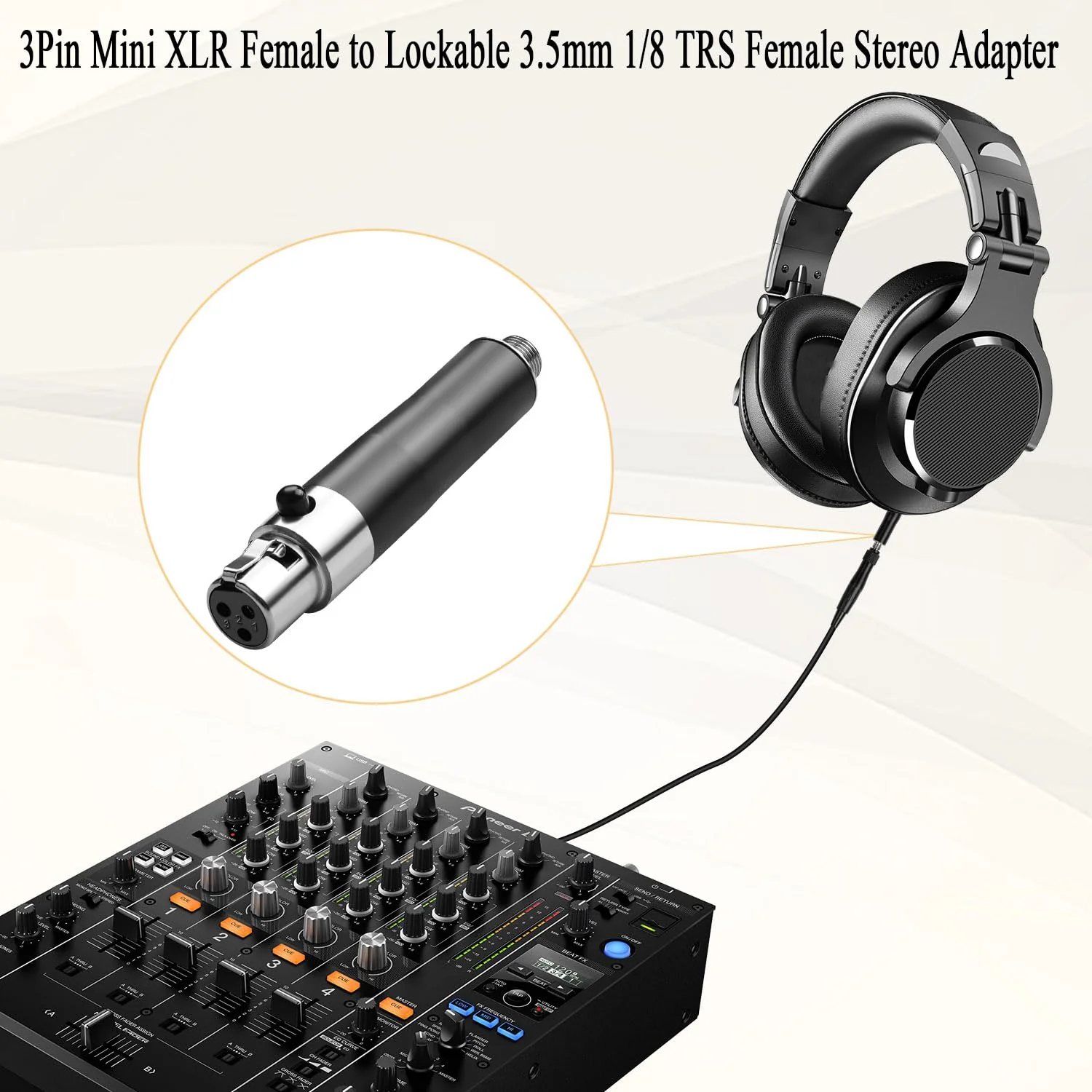QIANRENON Mini XLR to TRS 3.5mm Wireless Microphone Connector 3Pin Mini XLR Female to Locking TRS 3.5mm Female Headphone Stereo Adapter Mini XLR to Locked 1/8 Balanced Audio Socket, for Lavalier Mic F-F - Image 4